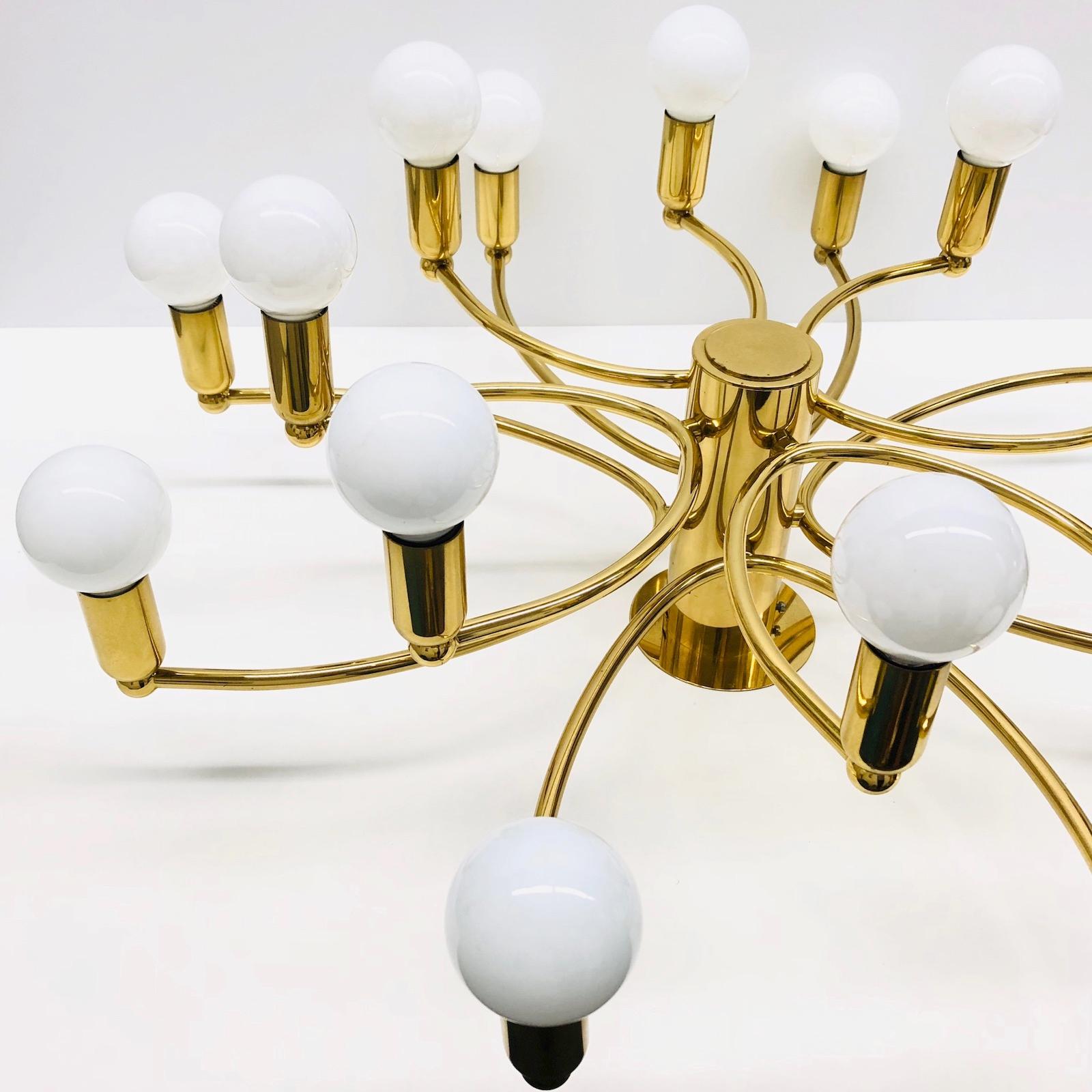 Leola Leuchten Modernist Sculptural Brass 16-Light Flush Mount, 1970s 5