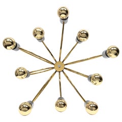 Cosack Leuchten Luminaire moderniste spoutnik en laiton et chrome à 10 lampes encastré, 1970