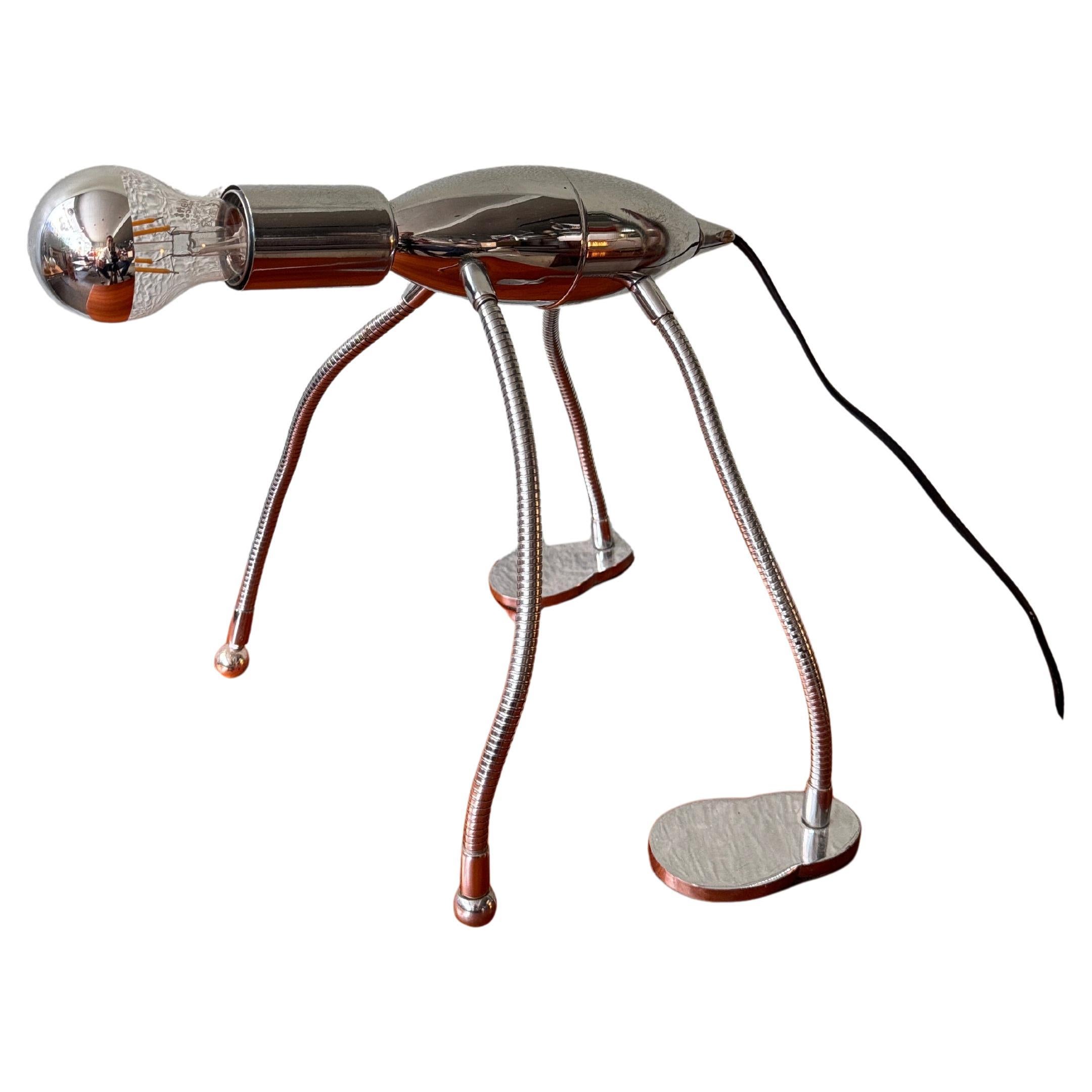 Leola Space Age Chrome Metal Sculptural Table Lamp Vintage Design 1980s Art Lamp