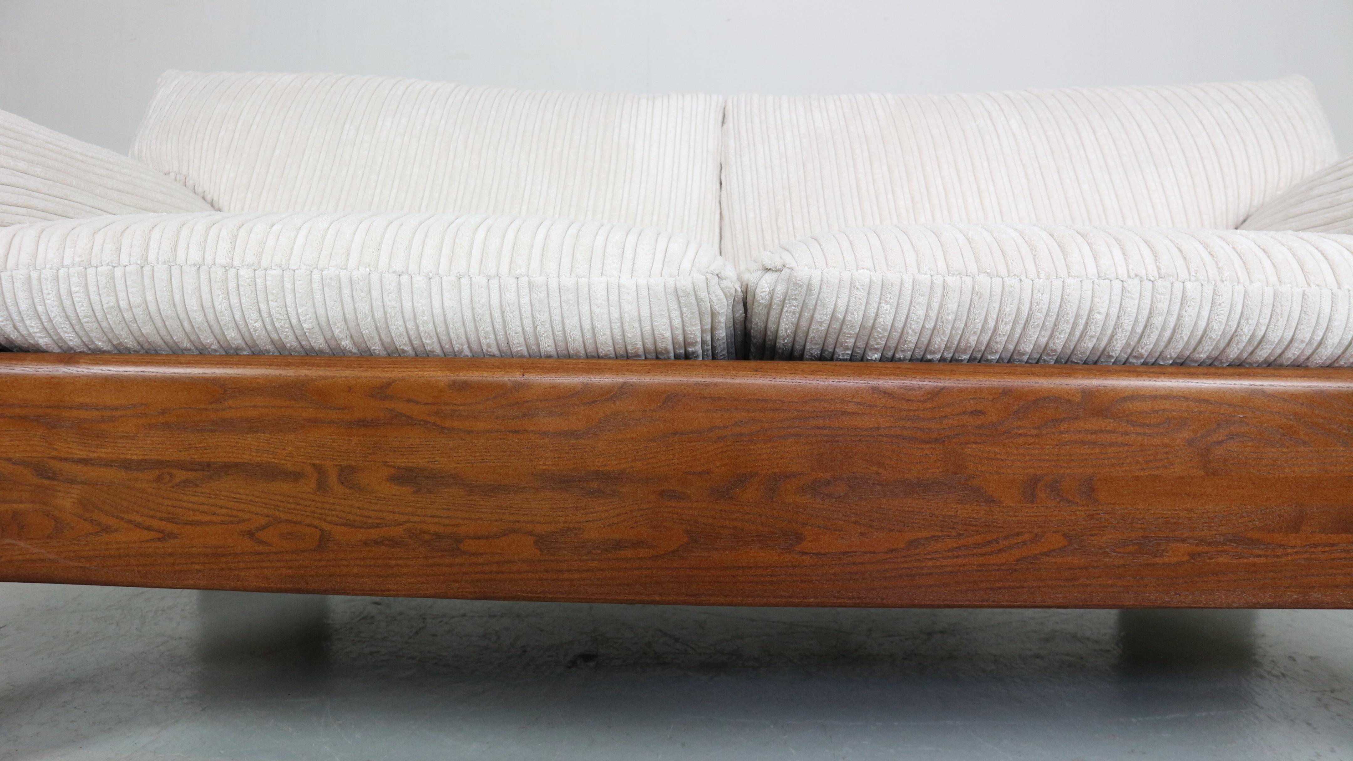 Leolux 2-Seater Sofa or Loveseat Newly Reupholstered Wenge Wood, 1960s 9