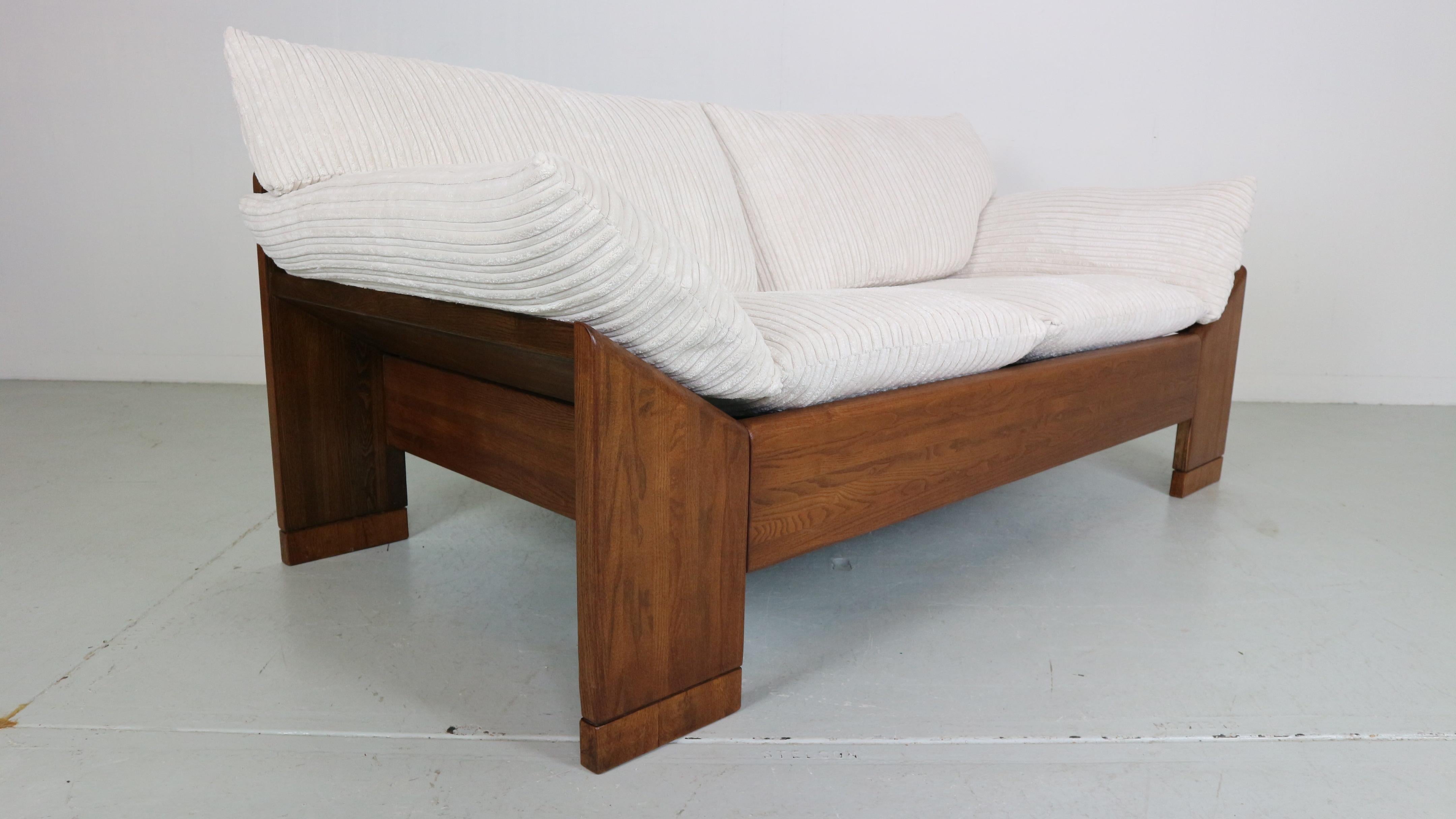 Dutch Leolux 2-Seater Sofa or Loveseat Newly Reupholstered Wenge Wood, 1960s