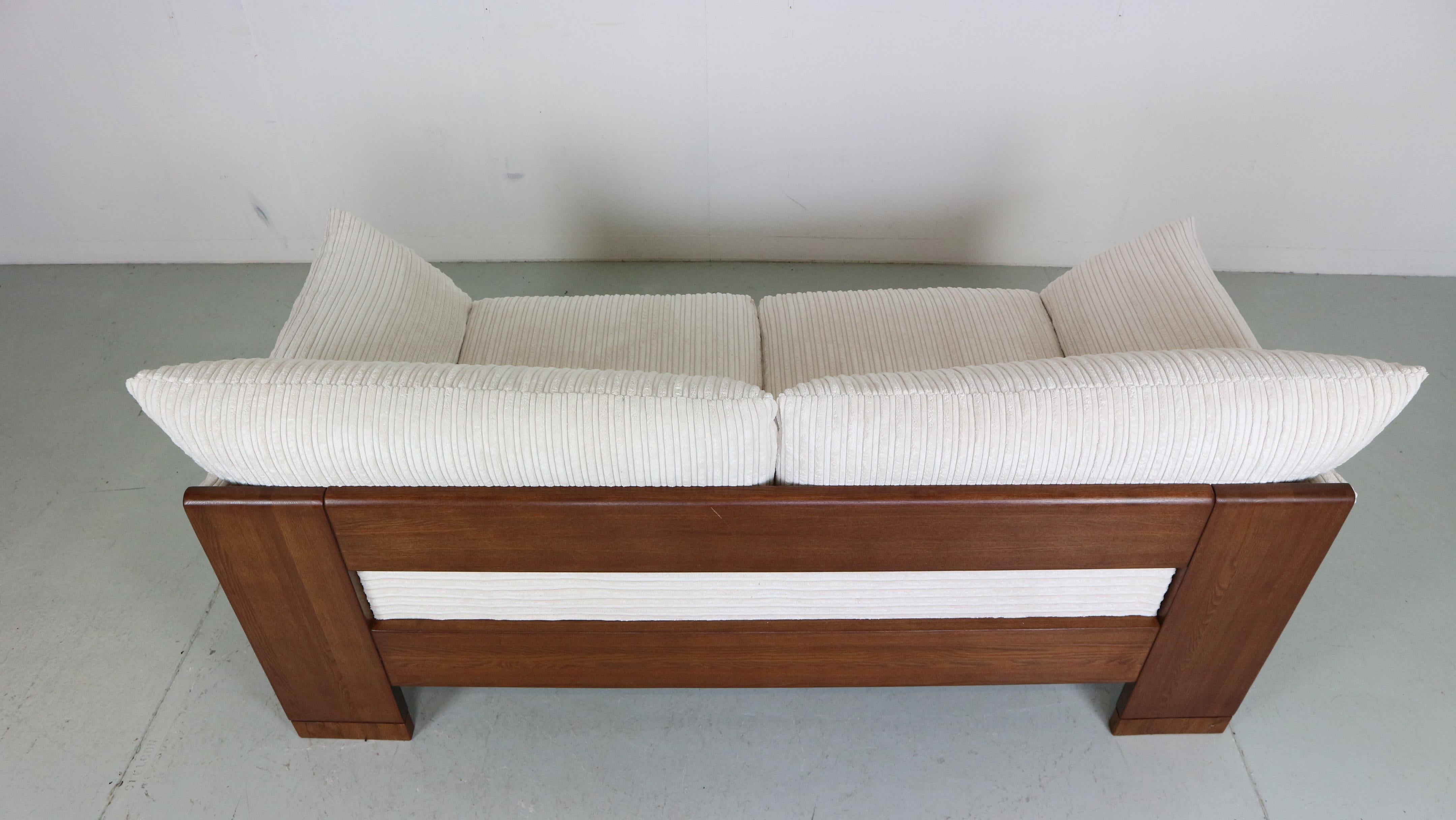 Leolux 2-Seater Sofa or Loveseat Newly Reupholstered Wenge Wood, 1960s 1
