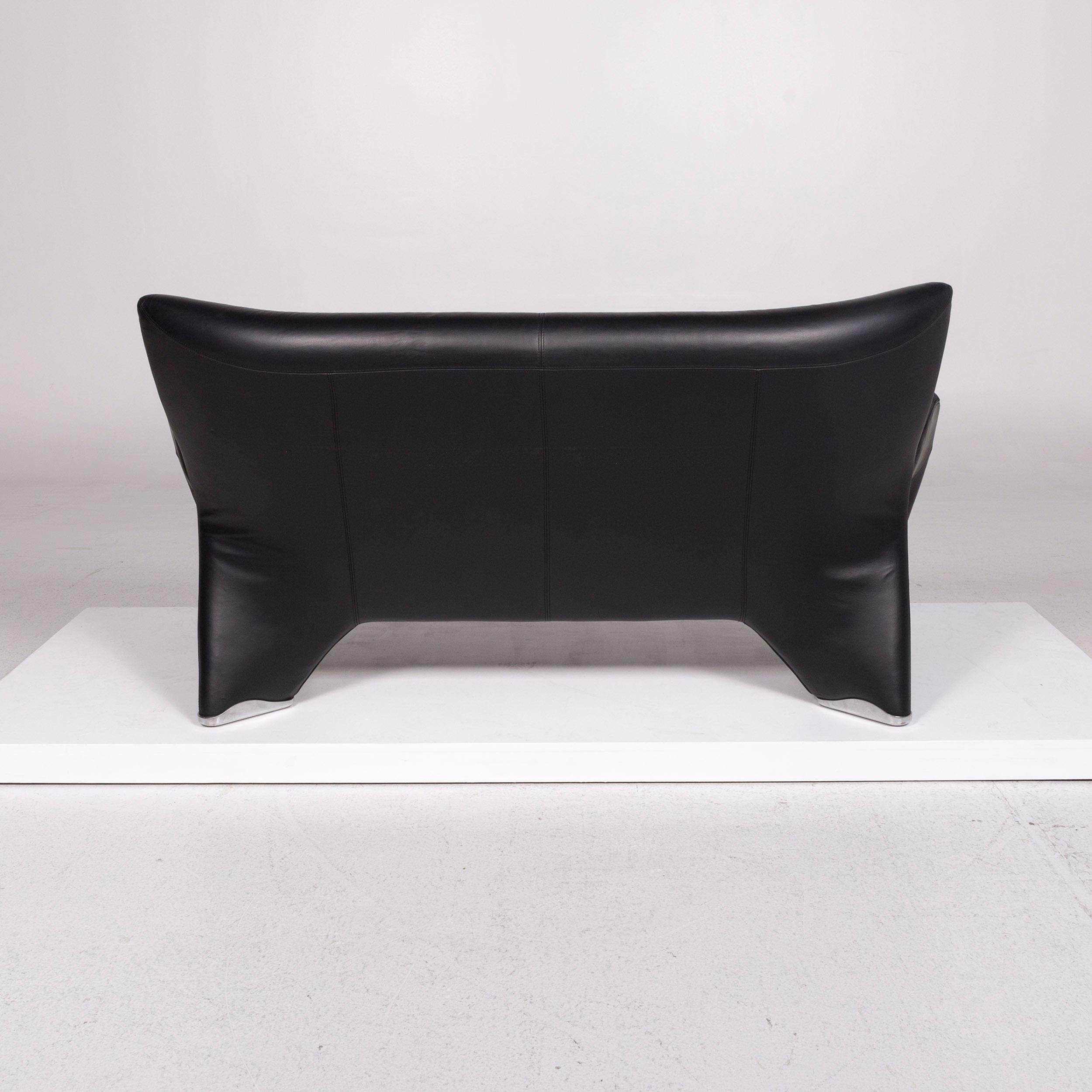 Leolux Akhenaten Leather Sofa Black Two-Seat Couch 2