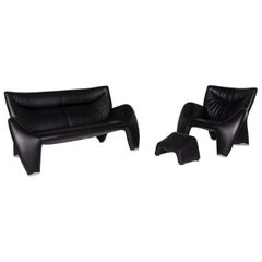 Leolux Akhenaton Black Two-Seat Leather