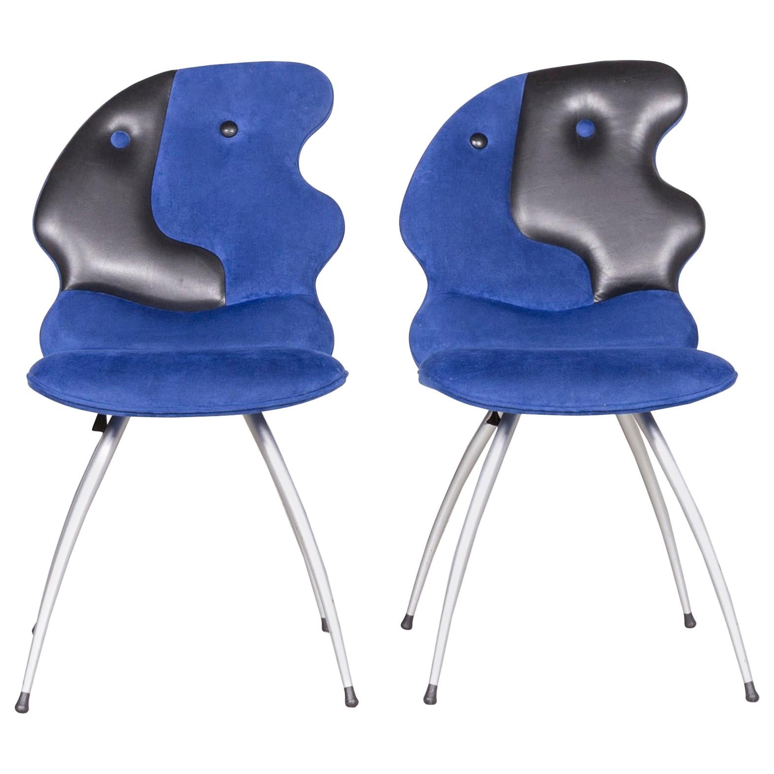 Leolux Antipode Designer Chair Set Fabric Blue Modern For Sale