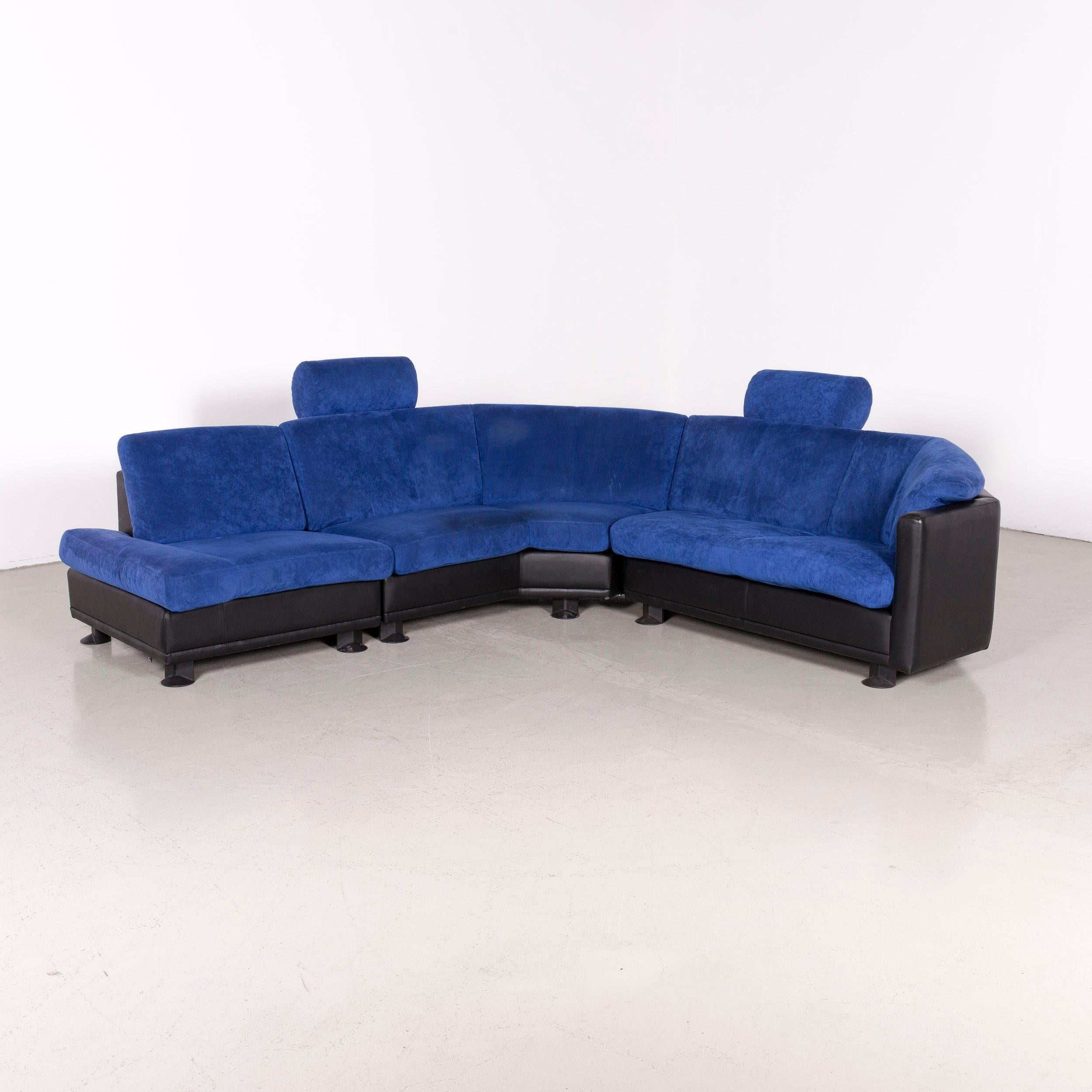 Leolux Antipode designer fabric corner couch blue sofa.