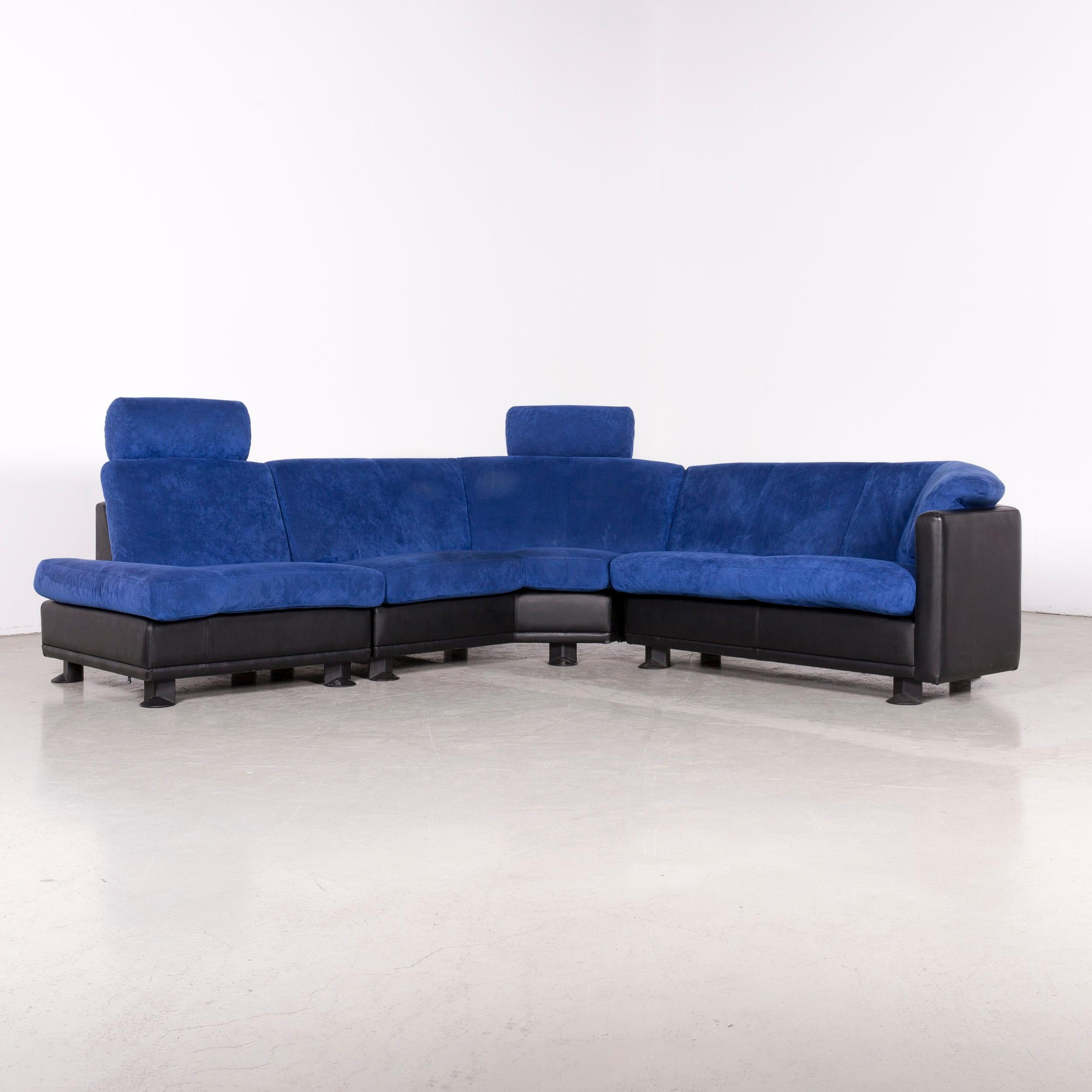 German Leolux Antipode Designer Fabric Corner Couch Blue Sofa For Sale