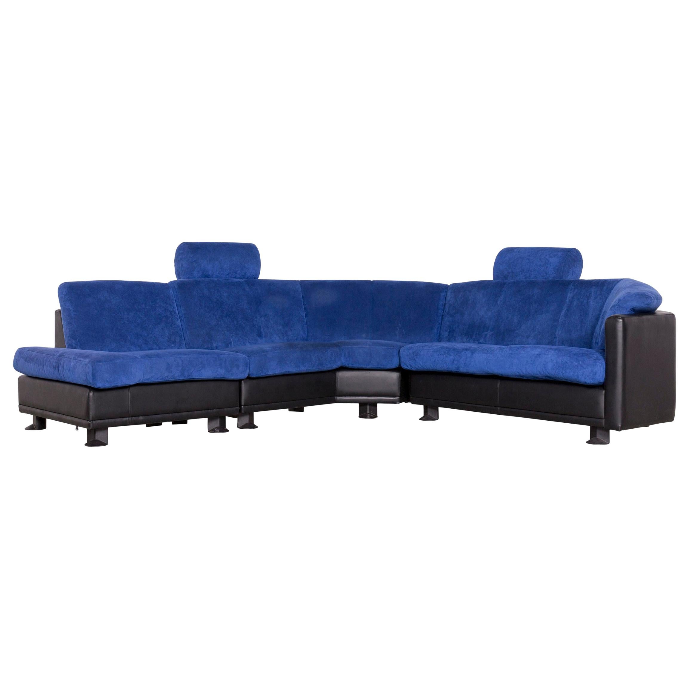 Leolux Antipode Designer Fabric Corner Couch Blue Sofa For Sale