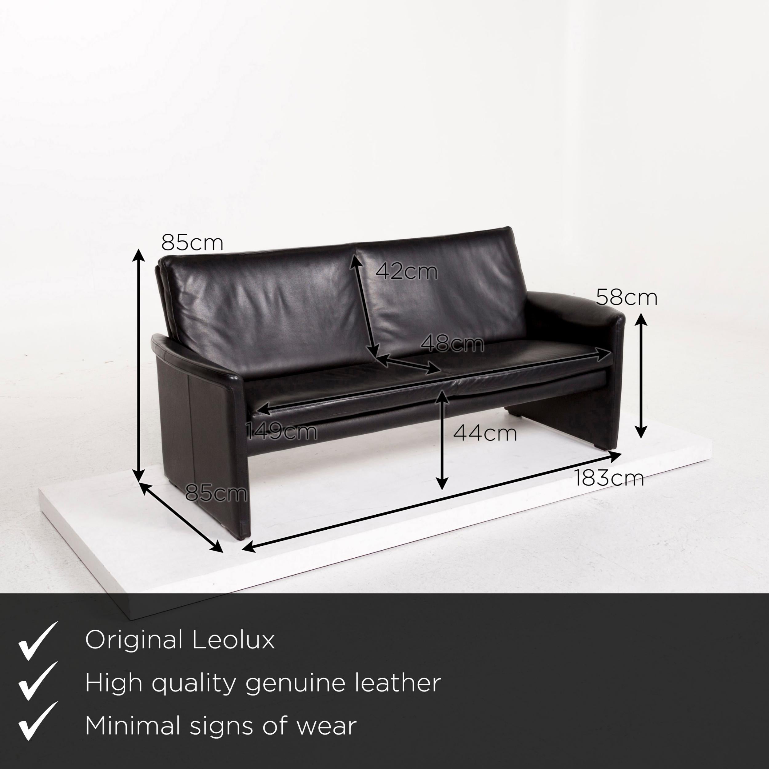 We present to you a Leolux antipode leather sofa black two-seat couch.

 

 Product measurements in centimetres:
 

Depth 85
Width 183
Height 85
Seat height 44
Rest height 58
Seat depth 48
Seat width 149
Back height 42.
 