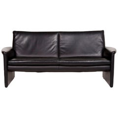 Leolux Antipode Leather Sofa Black Two-Seat Couch