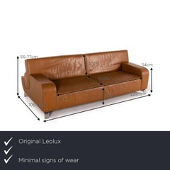 Leolux B-Flat Leather Sofa Brown Three-Seater Function Couch