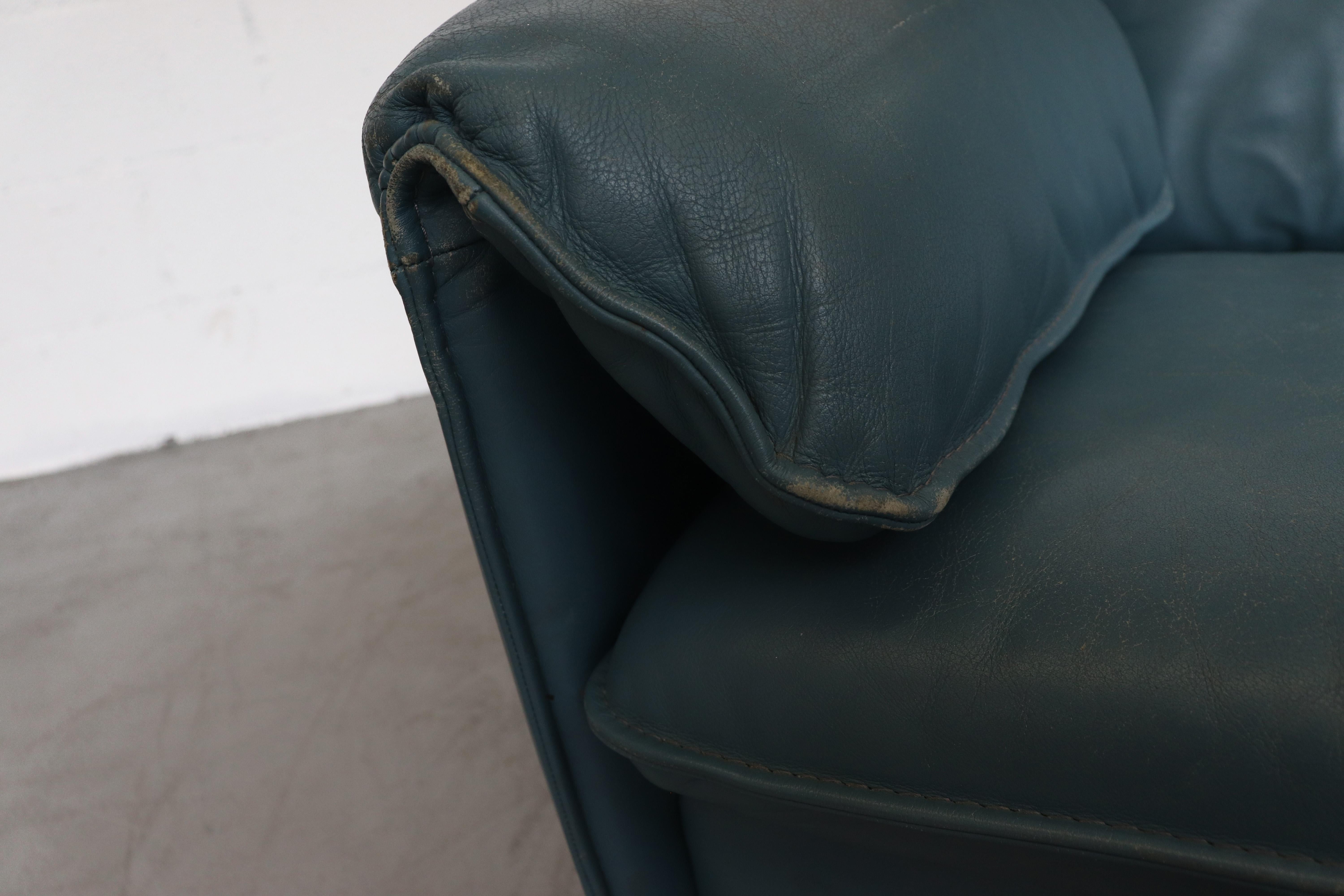Leolux Blue Leather 'Bora Bora' Sofa 1