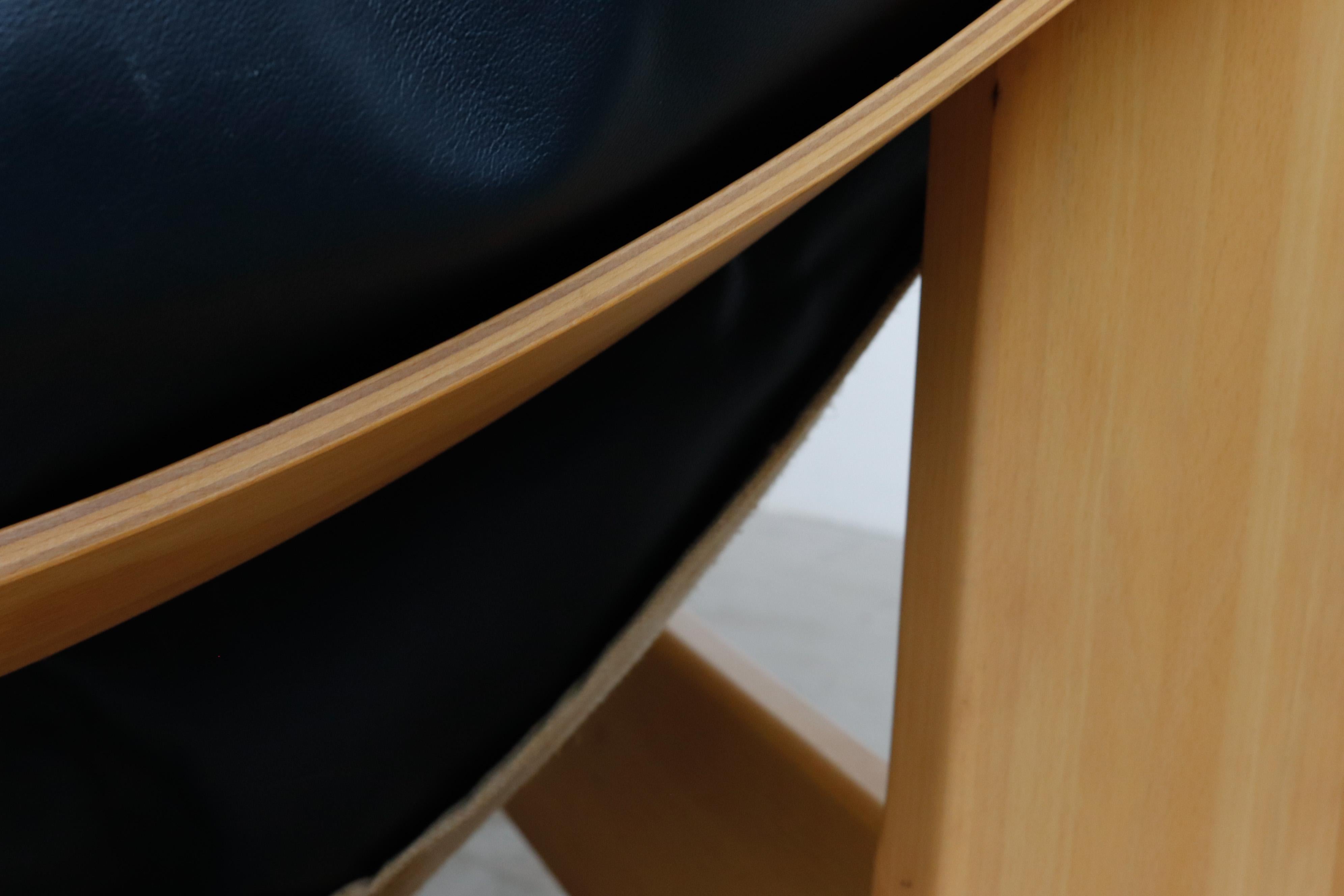 Leolux Blue Leather Bucket Loveseat 2