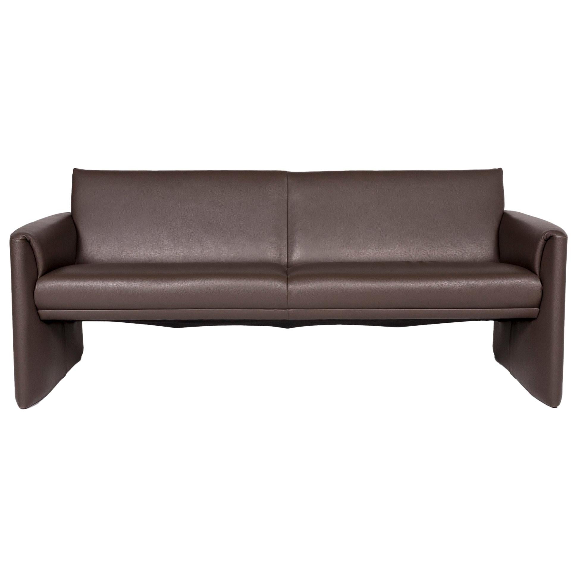 Leolux Boavista Leather Sofa Brown Three-Seat Couch For Sale