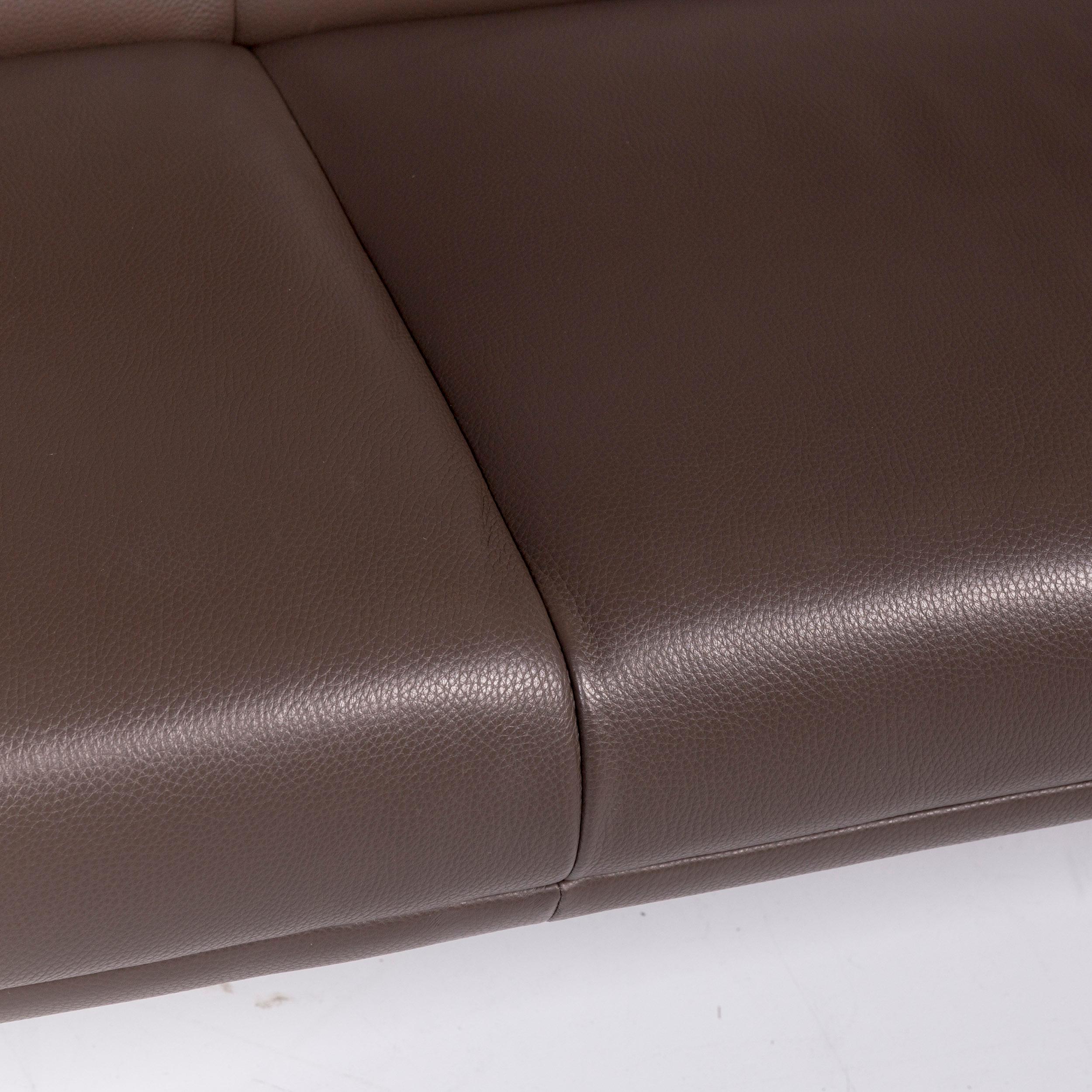 Modern Leolux Boavista Leather Sofa Brown Three-Seat Couch For Sale