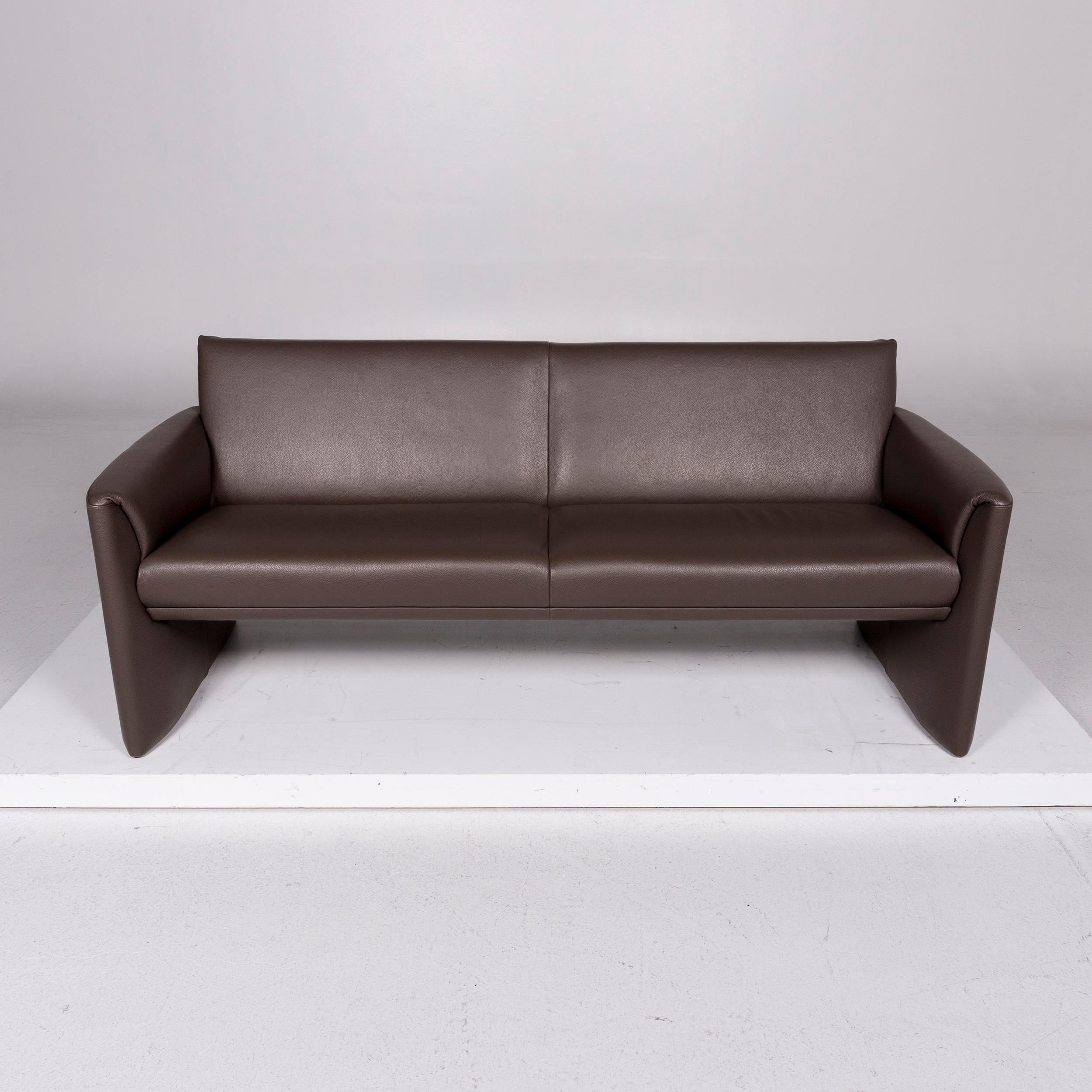 Leolux Boavista Leather Sofa Brown Three-Seat Couch In Excellent Condition For Sale In Cologne, DE
