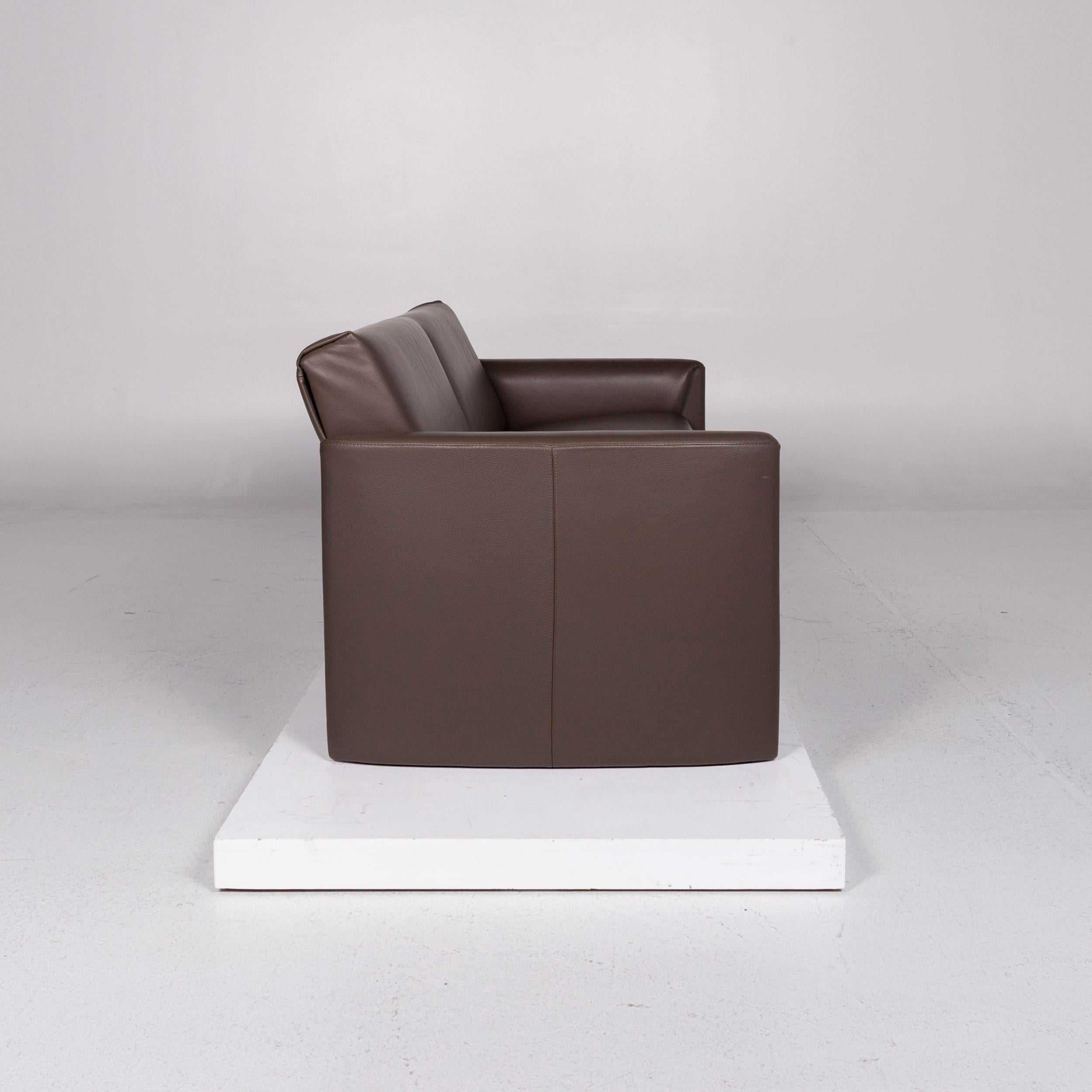 Contemporary Leolux Boavista Leather Sofa Brown Three-Seat Couch For Sale
