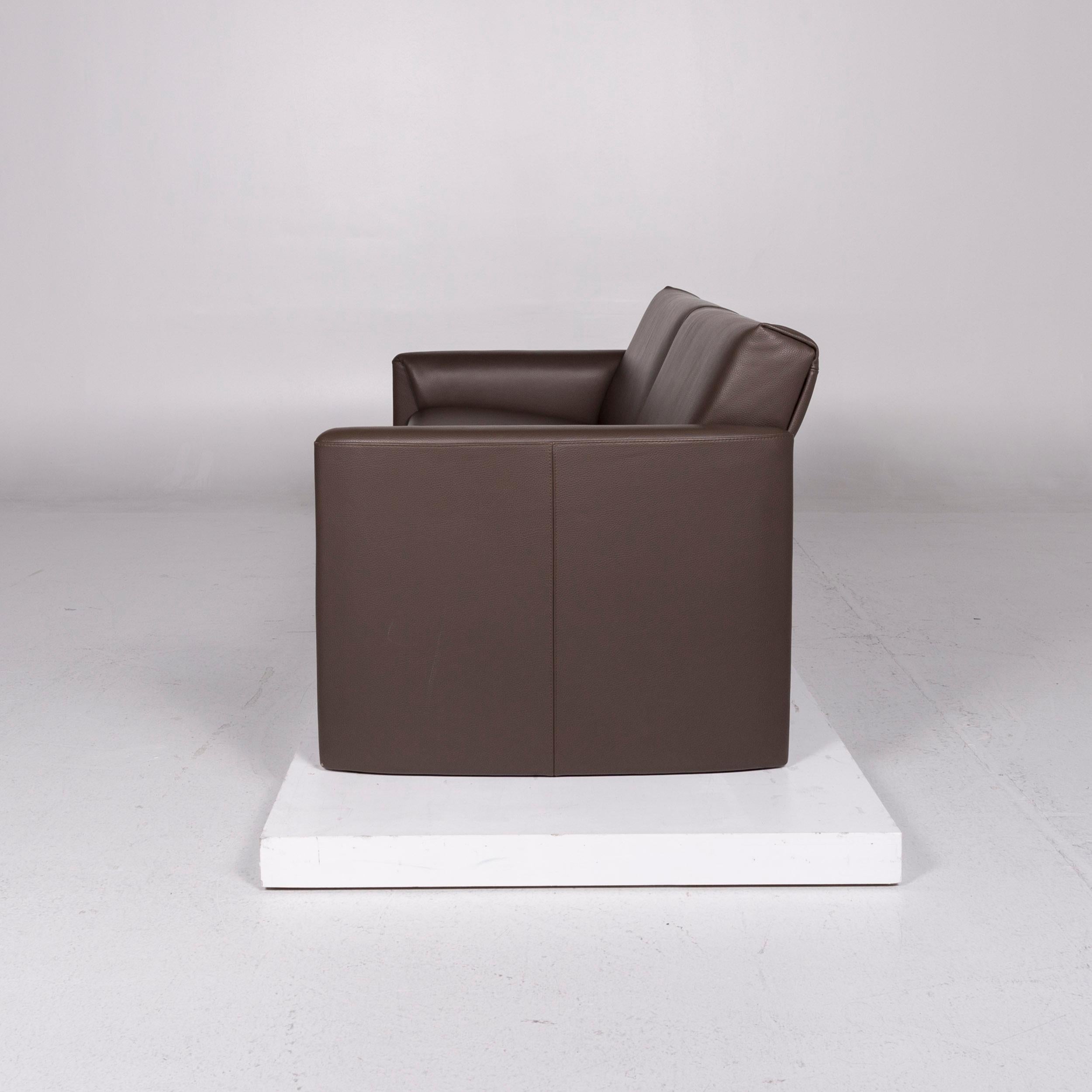 Leolux Boavista Leather Sofa Brown Three-Seat Couch For Sale 2