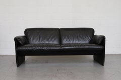 Leolux 'Bora Bora' Black Leather Loveseat