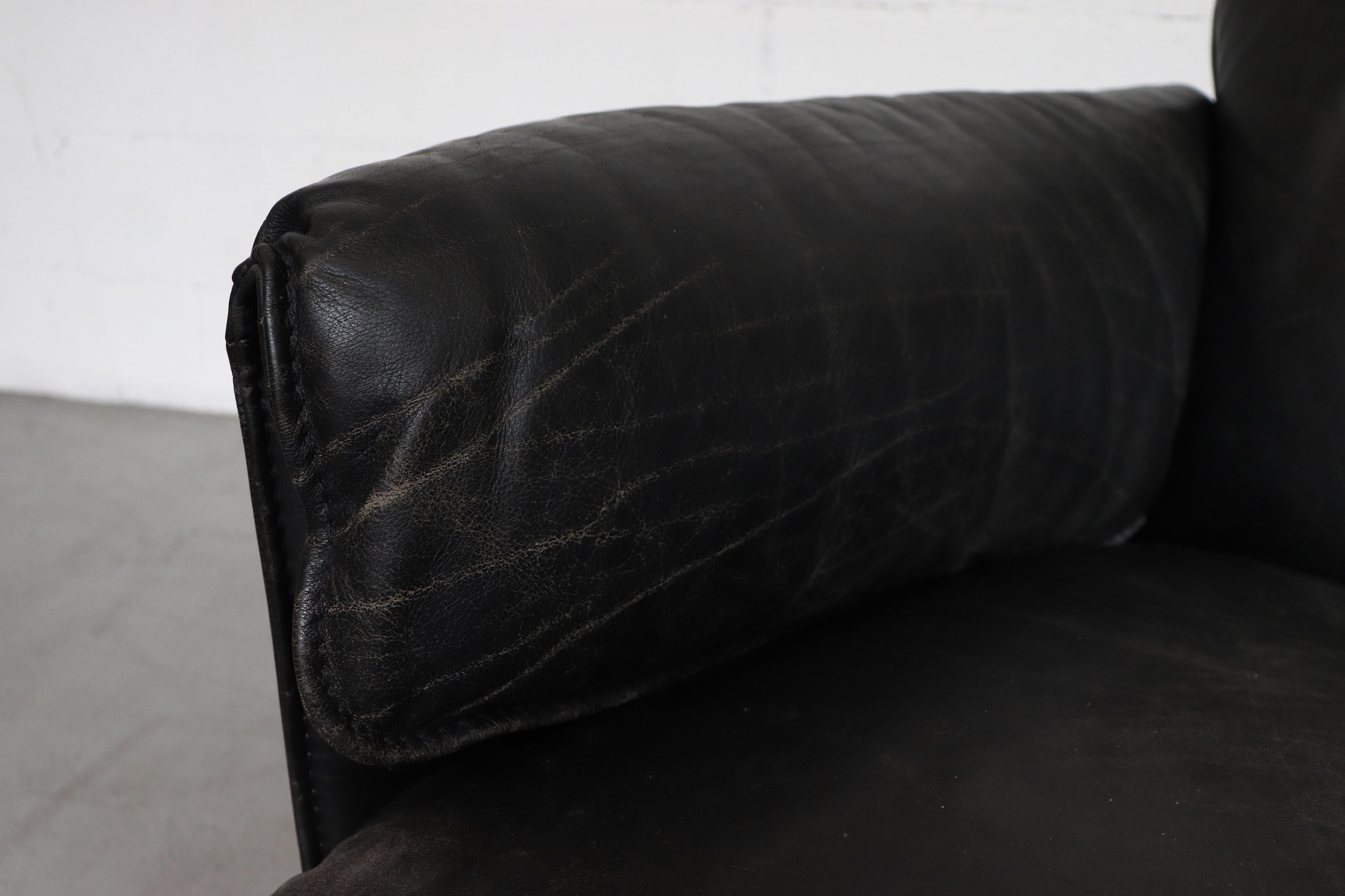 Leolux 'Bora Bora' Black Leather Sofa 1