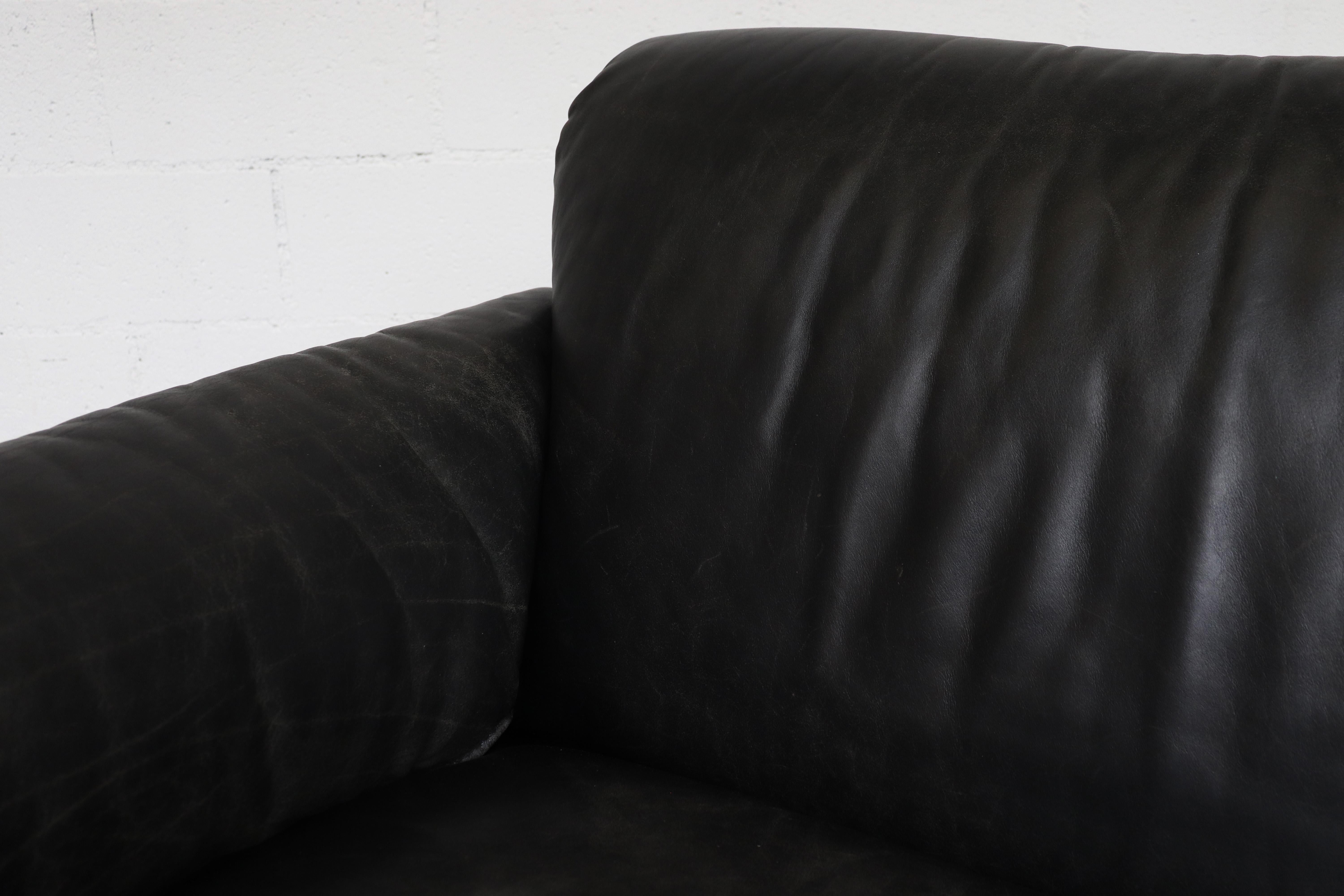 Late 20th Century Leolux 'Bora Bora' Black Leather Sofa