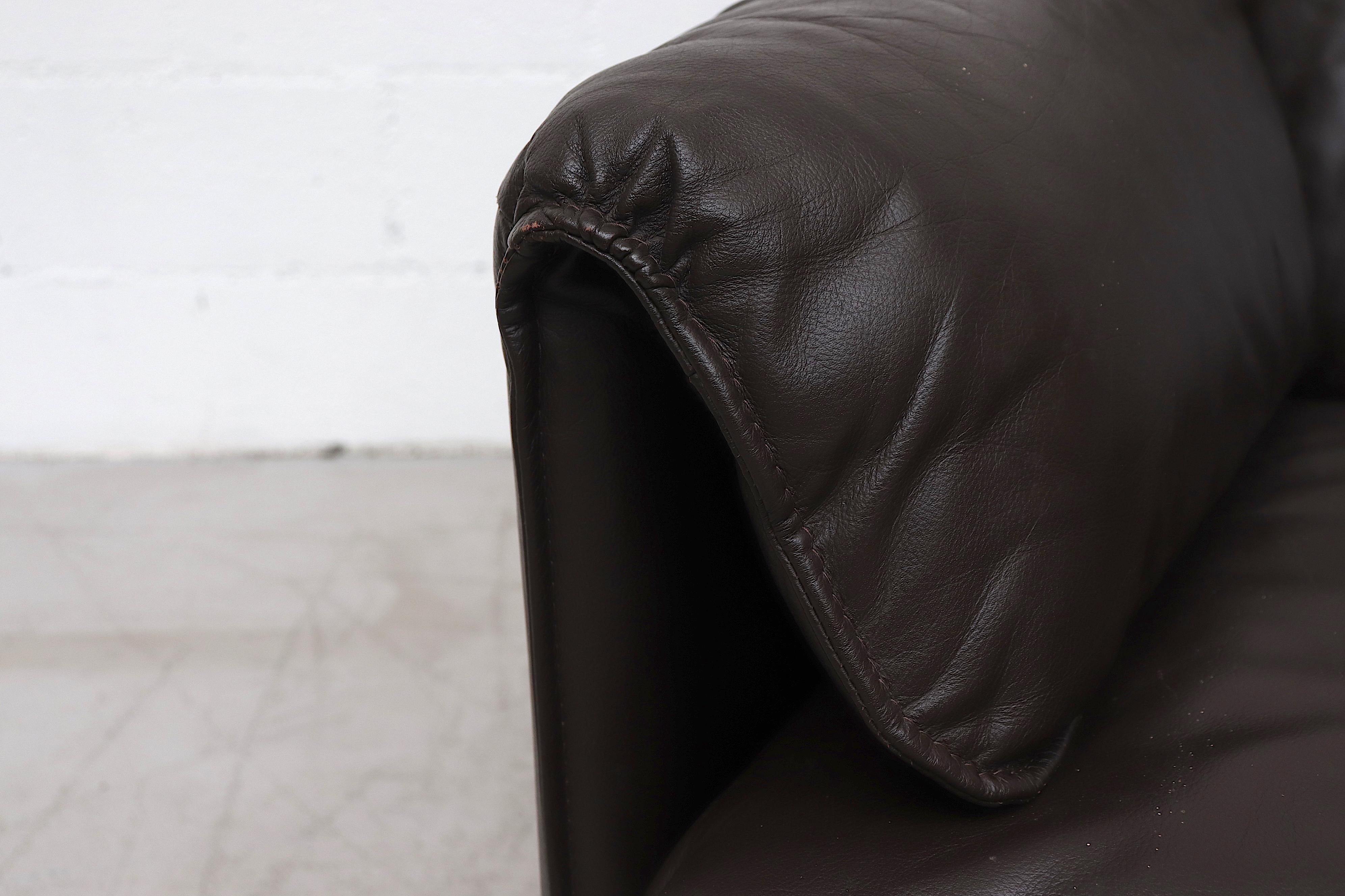 Leolux 'Bora Bora' Mocha Leather Sofa 6