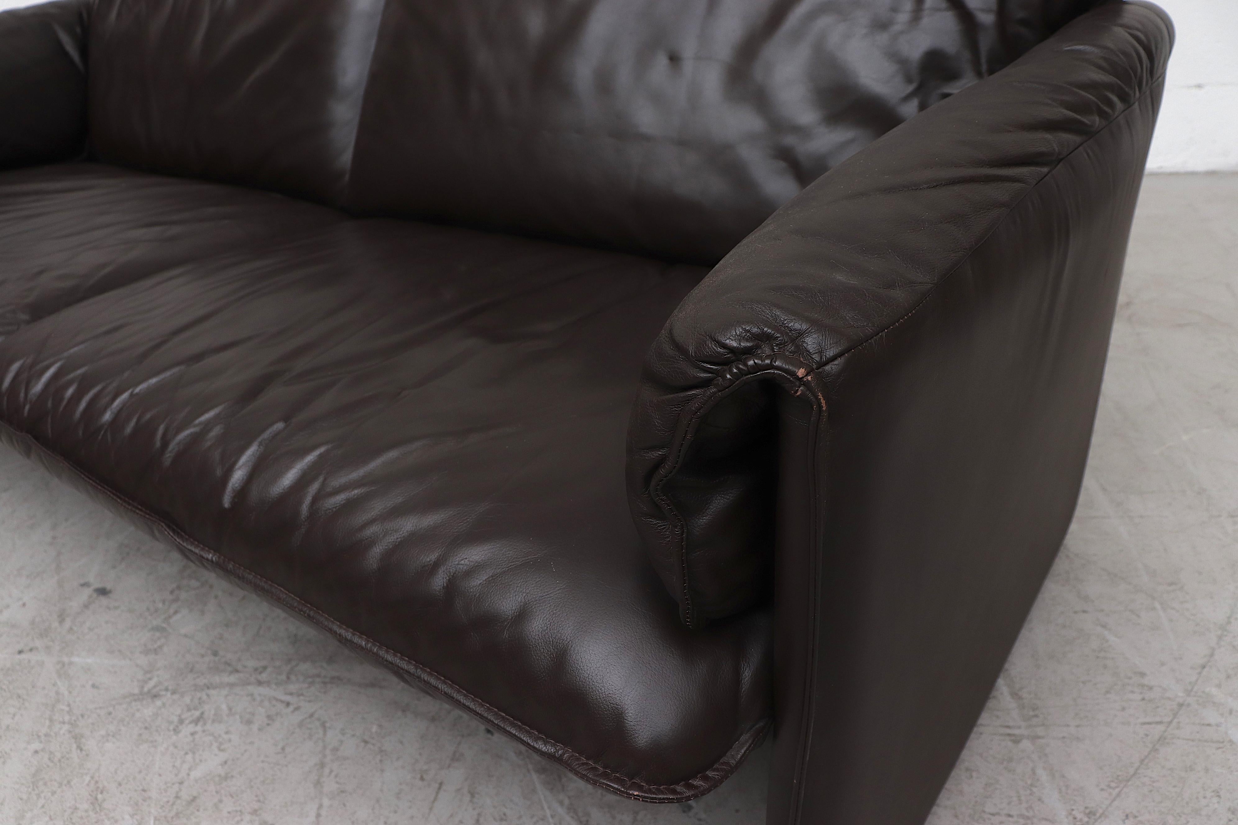 Leolux 'Bora Bora' Mocha Leather Sofa 7