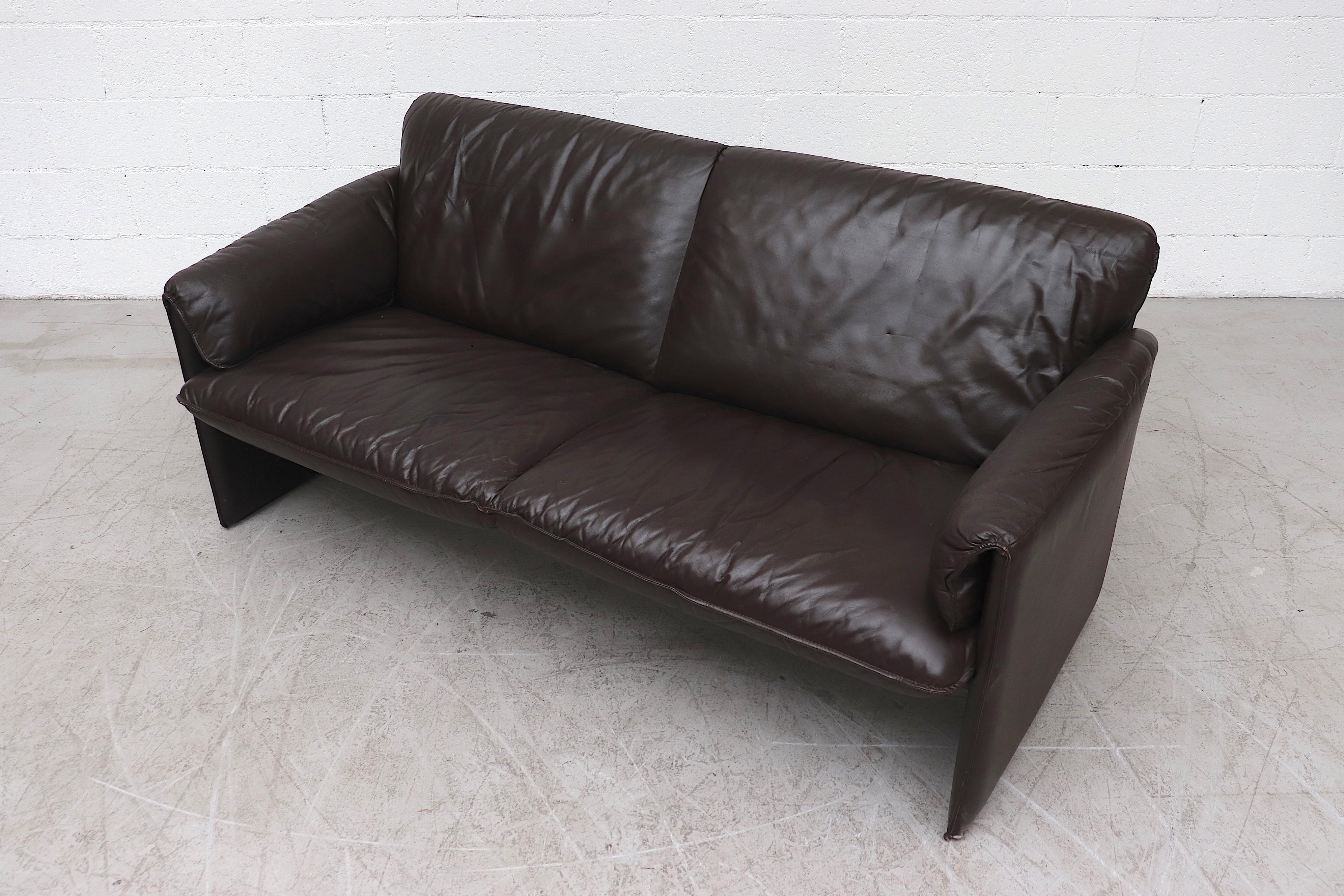 Late 20th Century Leolux 'Bora Bora' Mocha Leather Sofa