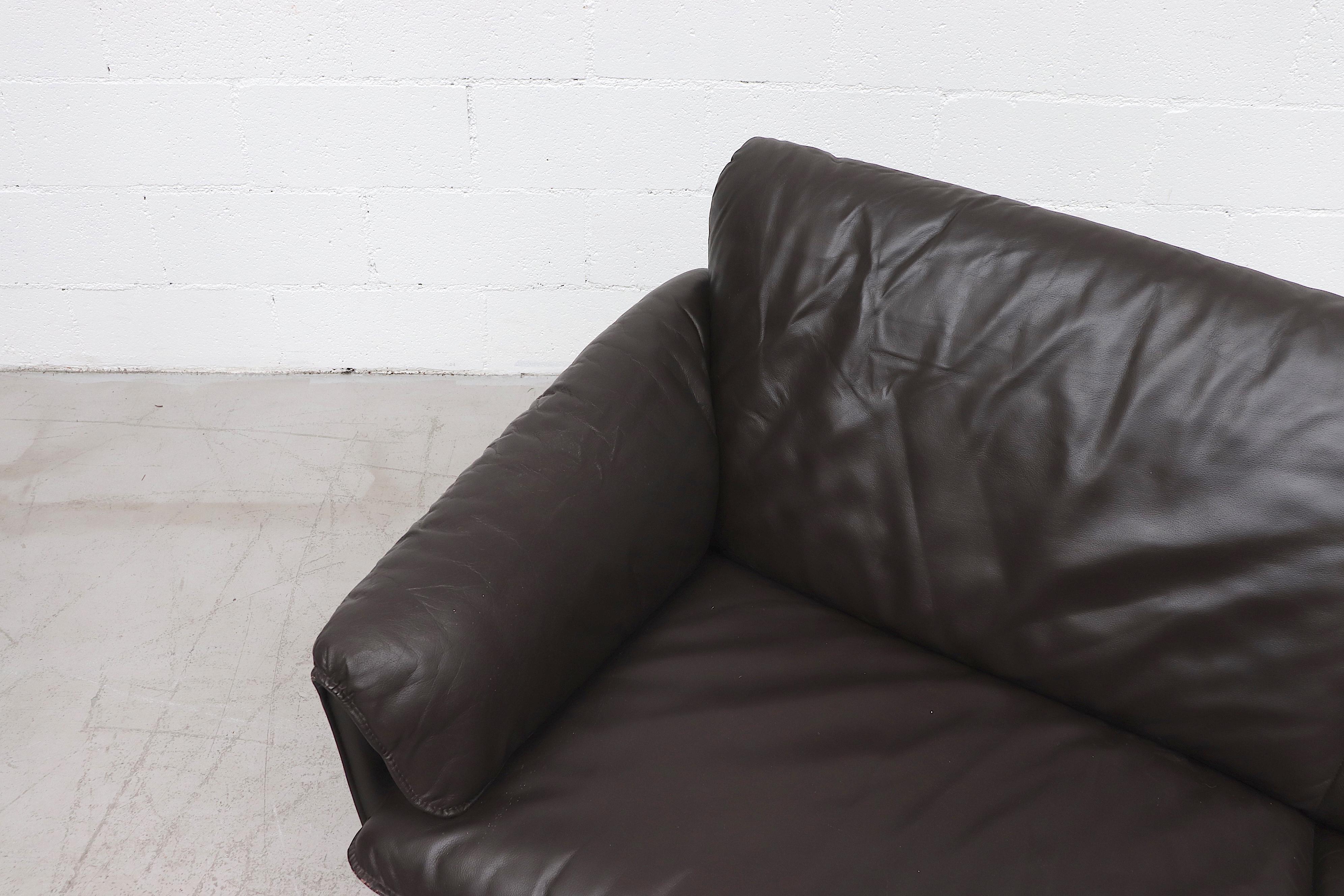 Leolux 'Bora Bora' Mocha Leather Sofa 2