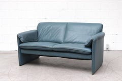 Leolux 'Bora Bora' Turquoise Leather Love Seat Sofa