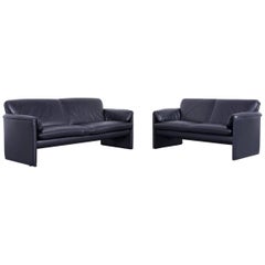 Leolux Bora Designer Sofa Set of Two Leather Black Two-Seat Couch Modern