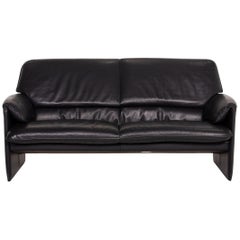 Leolux Bora Leather Sofa Black Two-Seat Couch