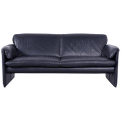 Leolux Bora Sofa Leather Black Three-Seat Couch