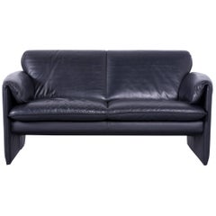 Leolux Bora Sofa Leather Black Two-Seat Couch