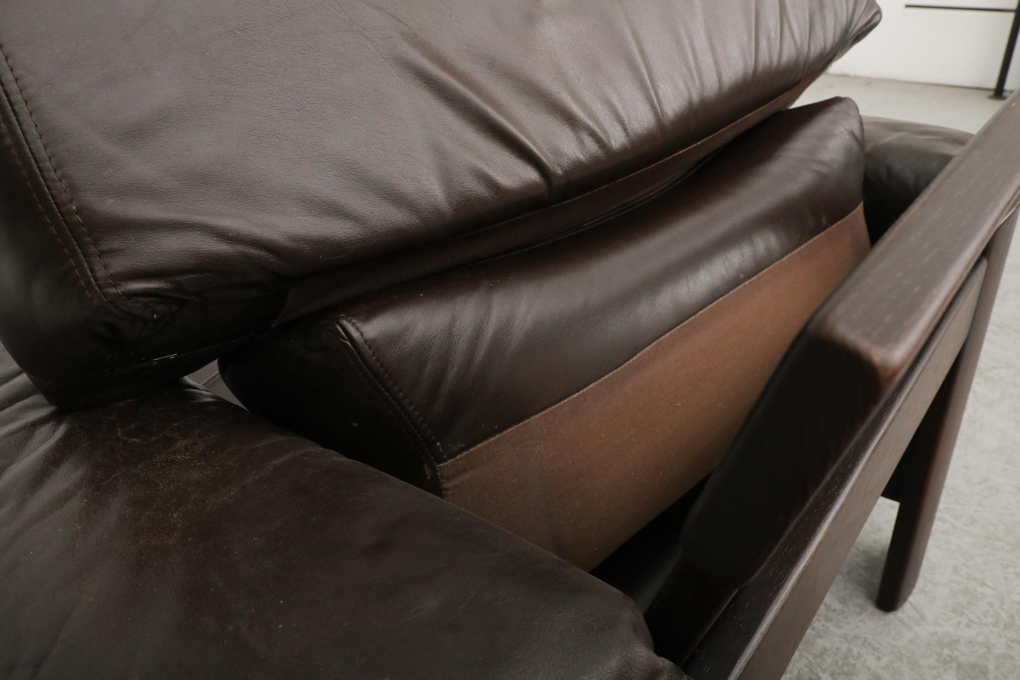 Leolux Brown Leather Lounge Chair For Sale 4