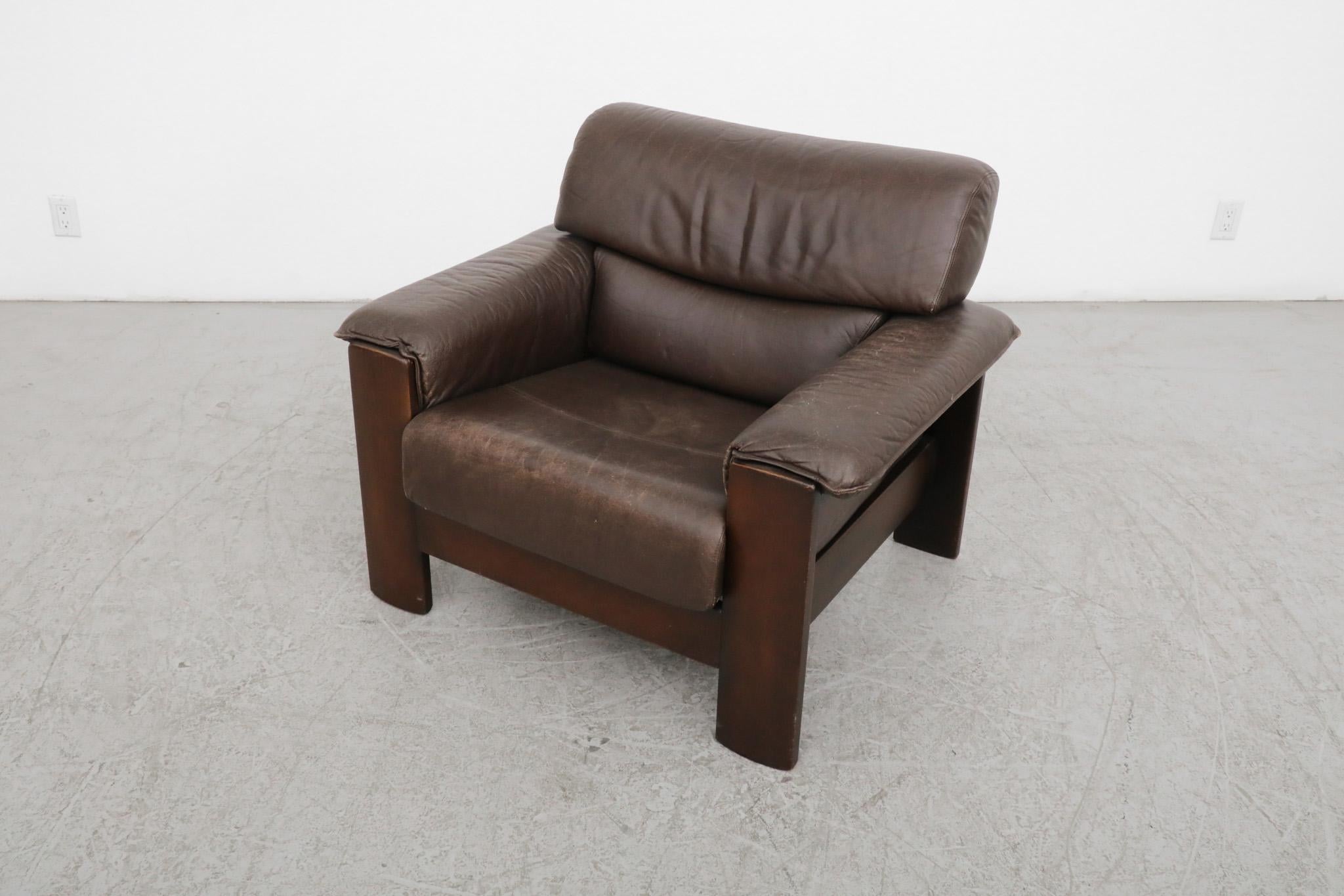 Leolux Brown Leather Lounge Chair For Sale 6