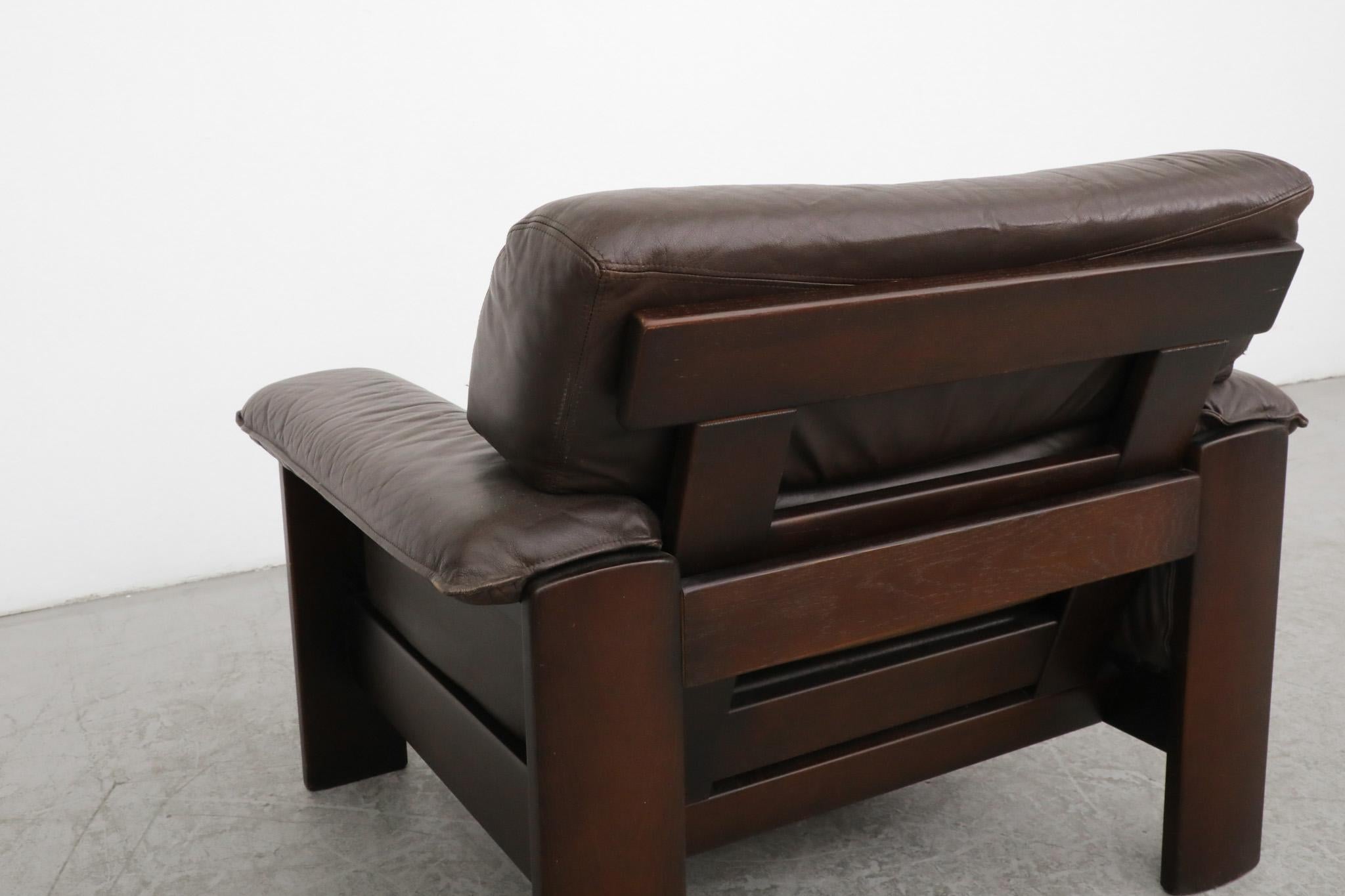 Leolux Brown Leather Lounge Chair For Sale 2