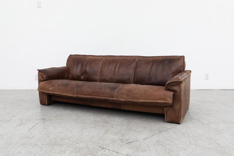 Dutch Leolux Buffalo Leather 3 Seater Sofa