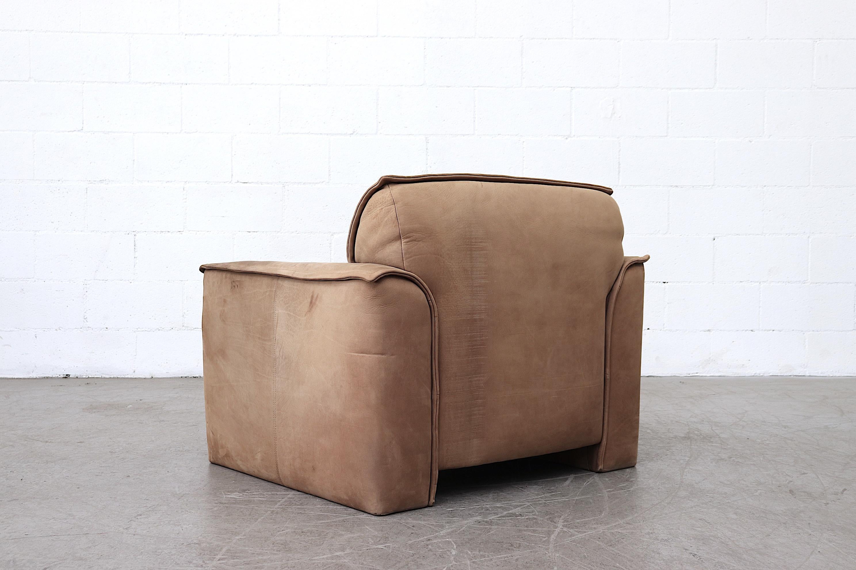 Mid-Century Modern Leolux Buffalo Leather Lounge Chair