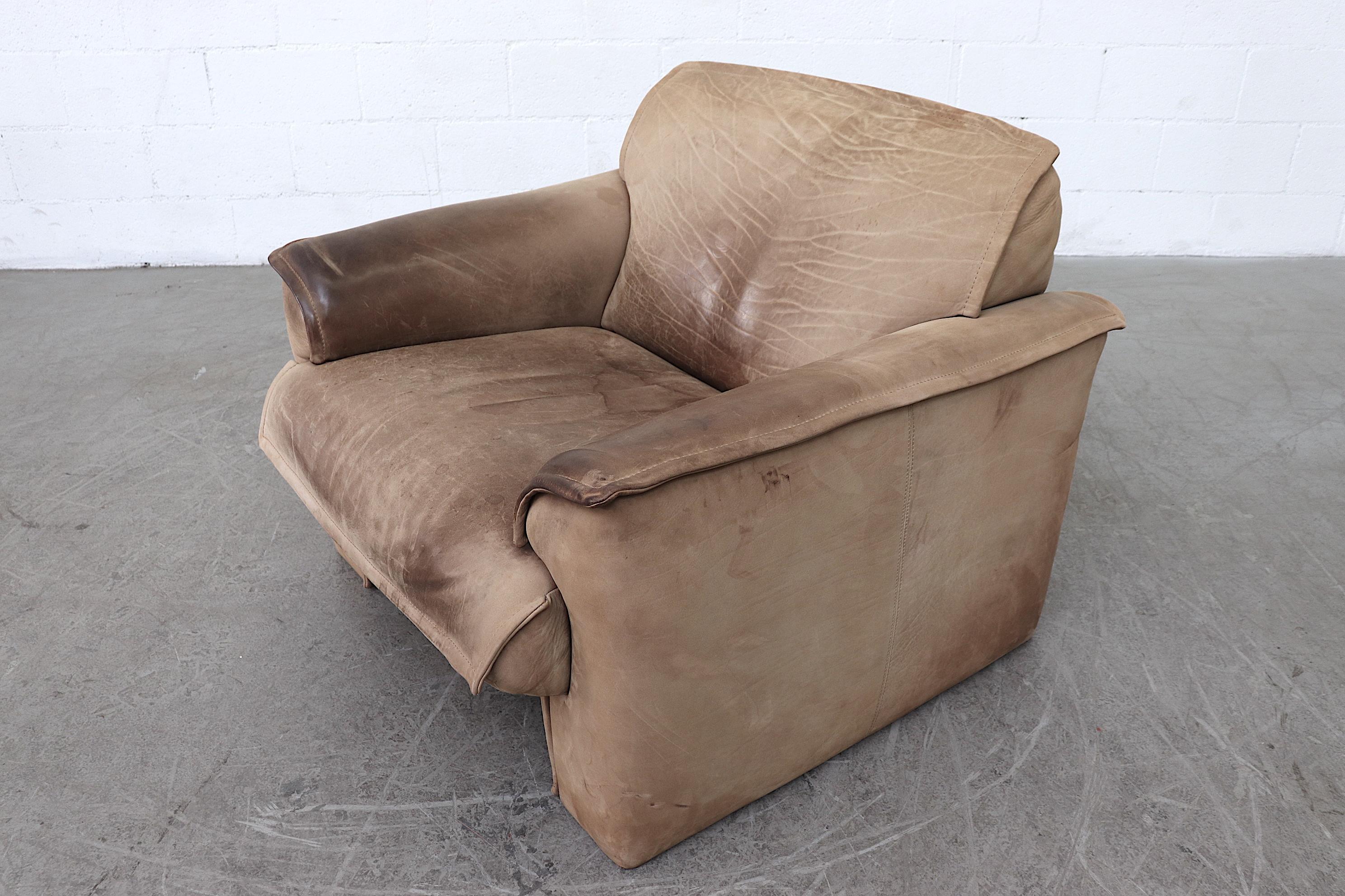Leolux Buffalo Leather Lounge Chair In Good Condition In Los Angeles, CA