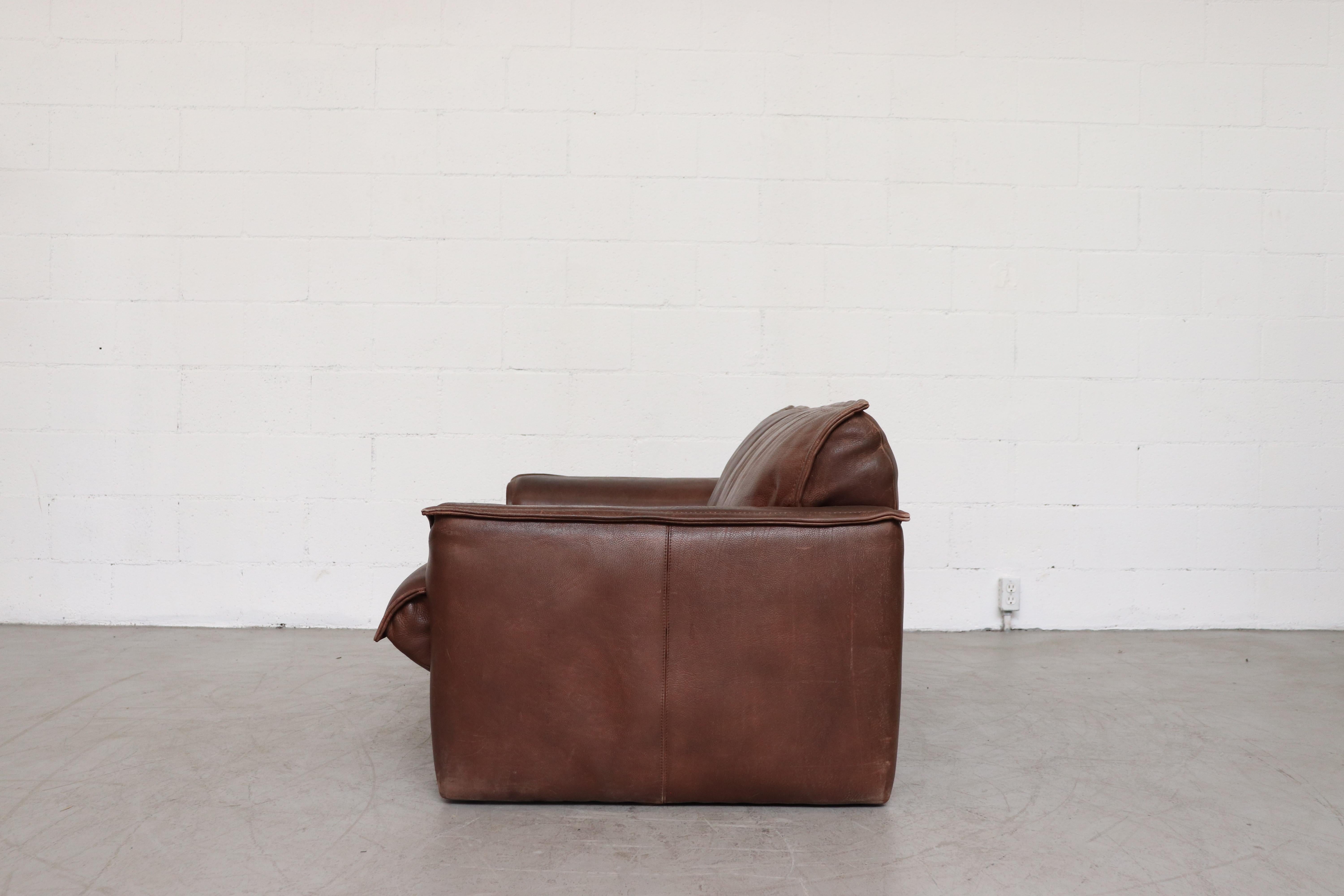 Mid-Century Modern Leolux Buffalo Leather Love Seat