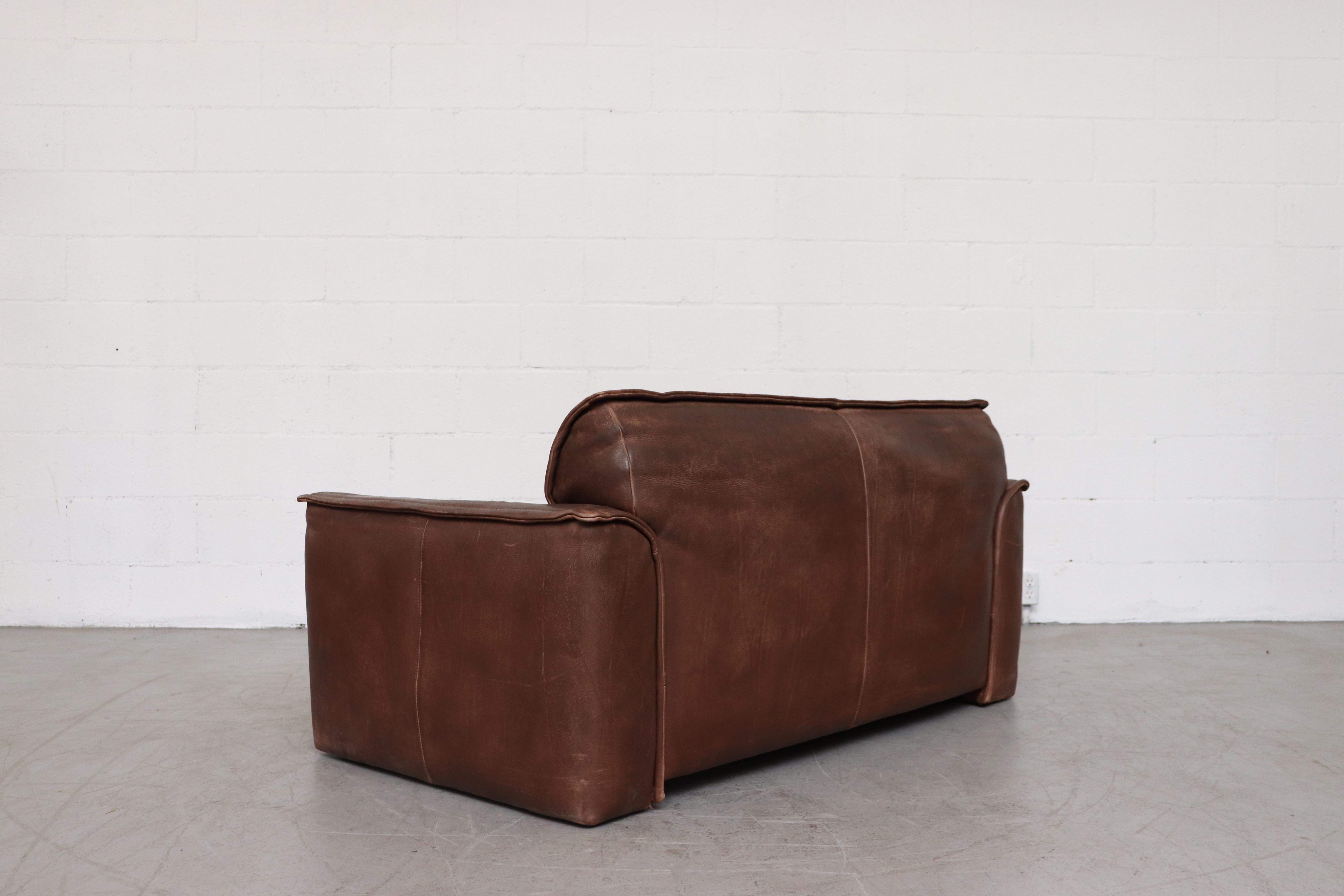 Dutch Leolux Buffalo Leather Love Seat