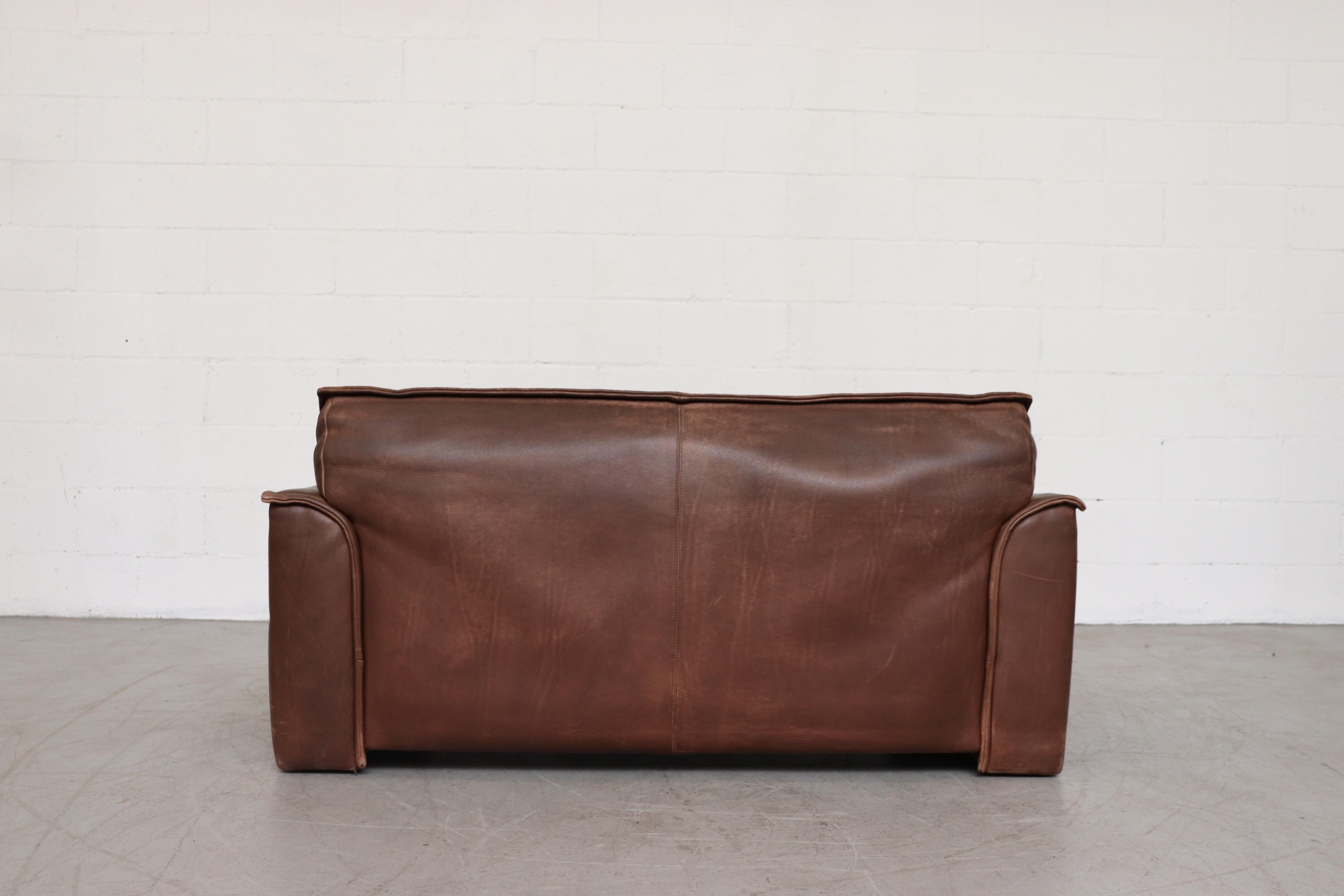 Leolux Buffalo Leather Love Seat In Good Condition In Los Angeles, CA