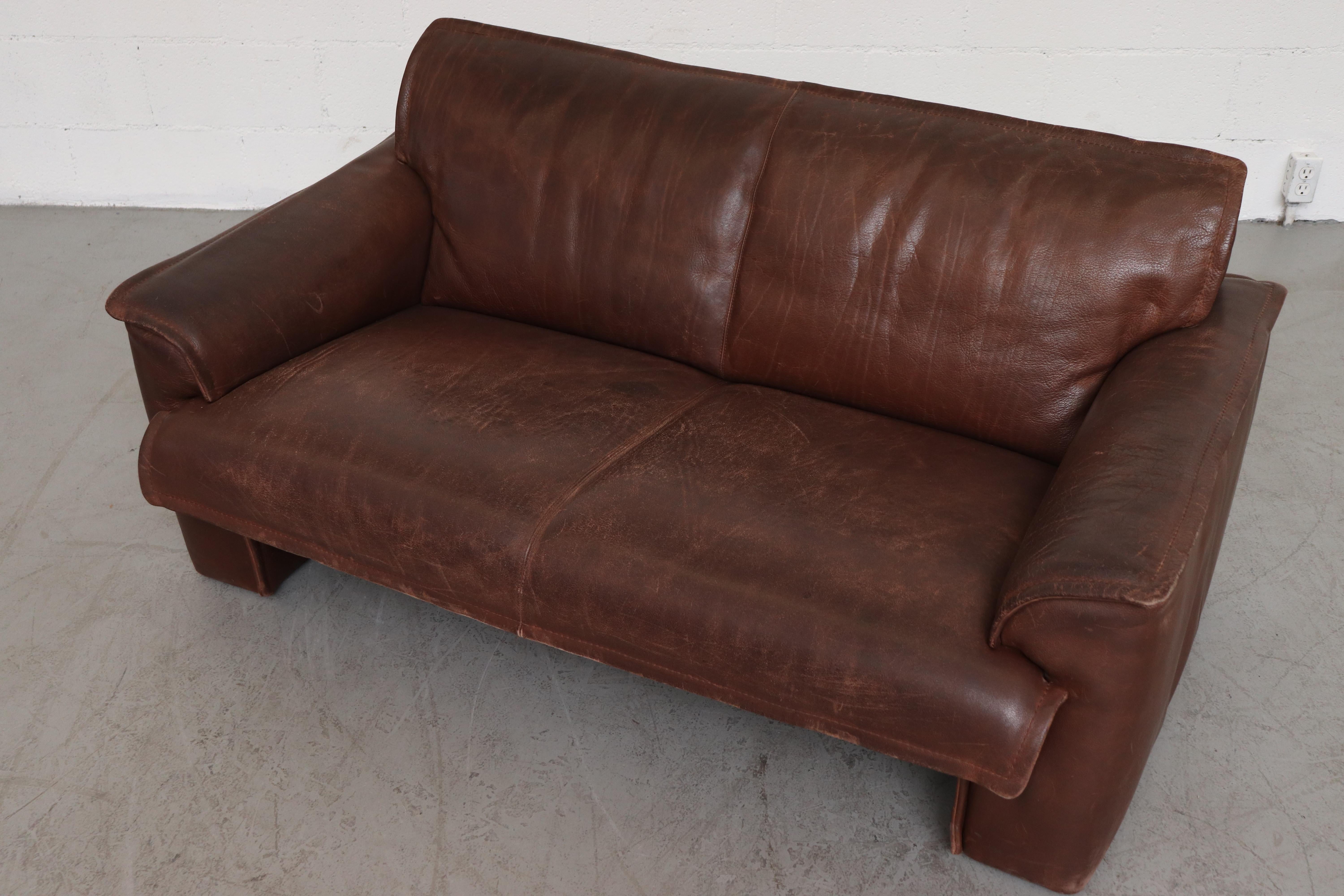 Late 20th Century Leolux Buffalo Leather Love Seat