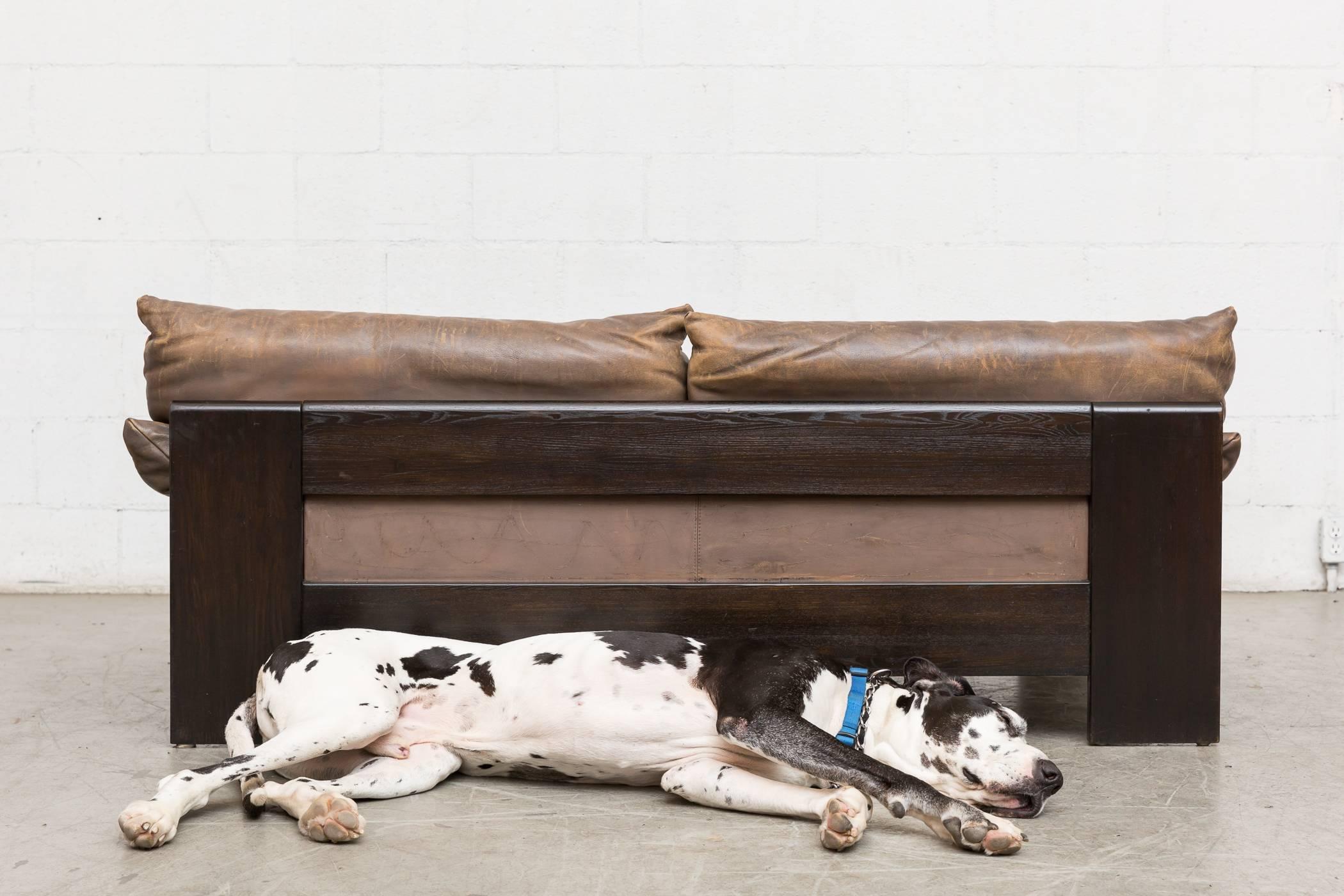 Leolux Buffalo Leather Loveseat In Good Condition In Los Angeles, CA