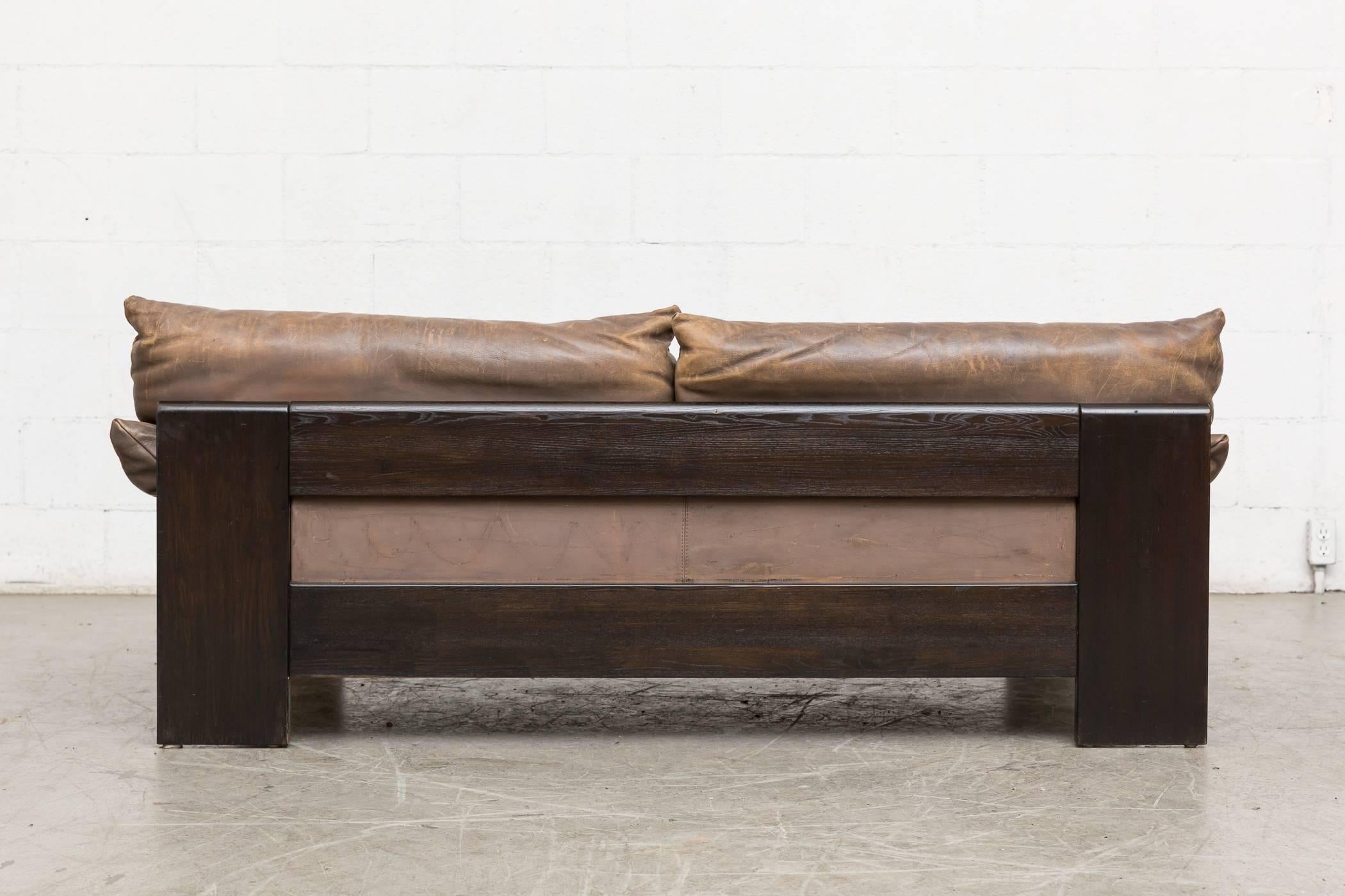 Mid-20th Century Leolux Buffalo Leather Loveseat