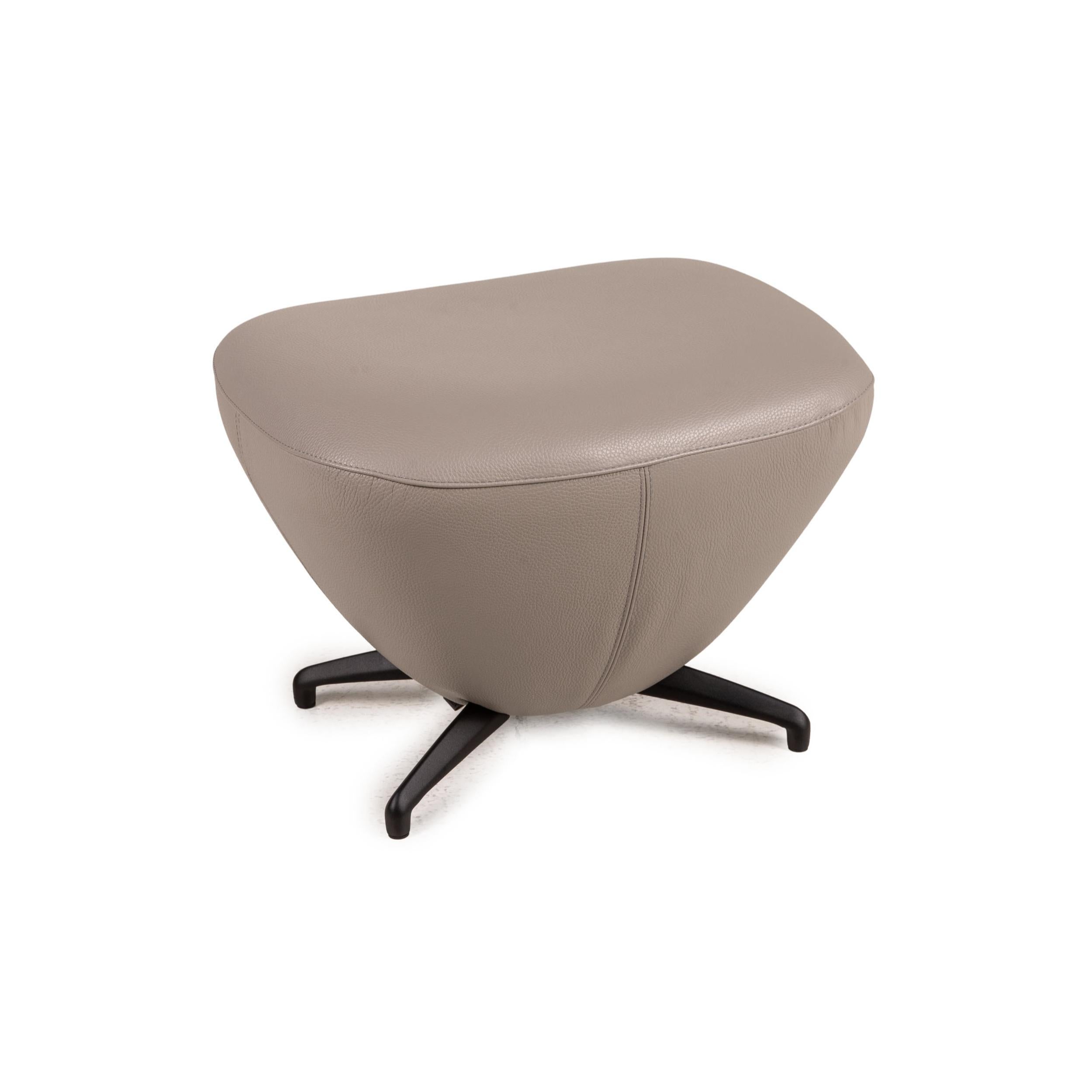 Leolux Caruzzo Plus leather armchair gray incl. Stool 3