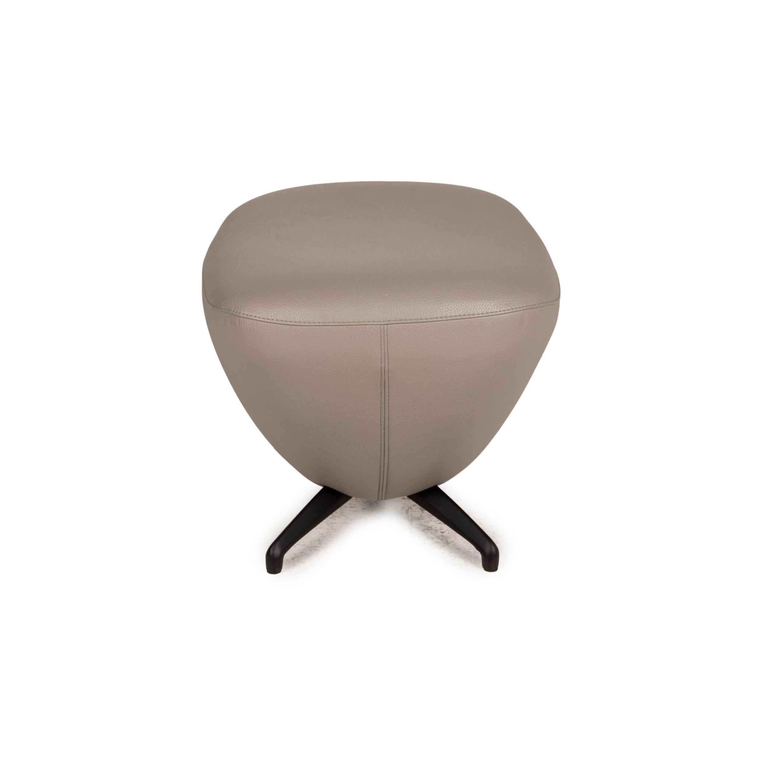 Leolux Caruzzo Plus leather armchair gray incl. Stool 4