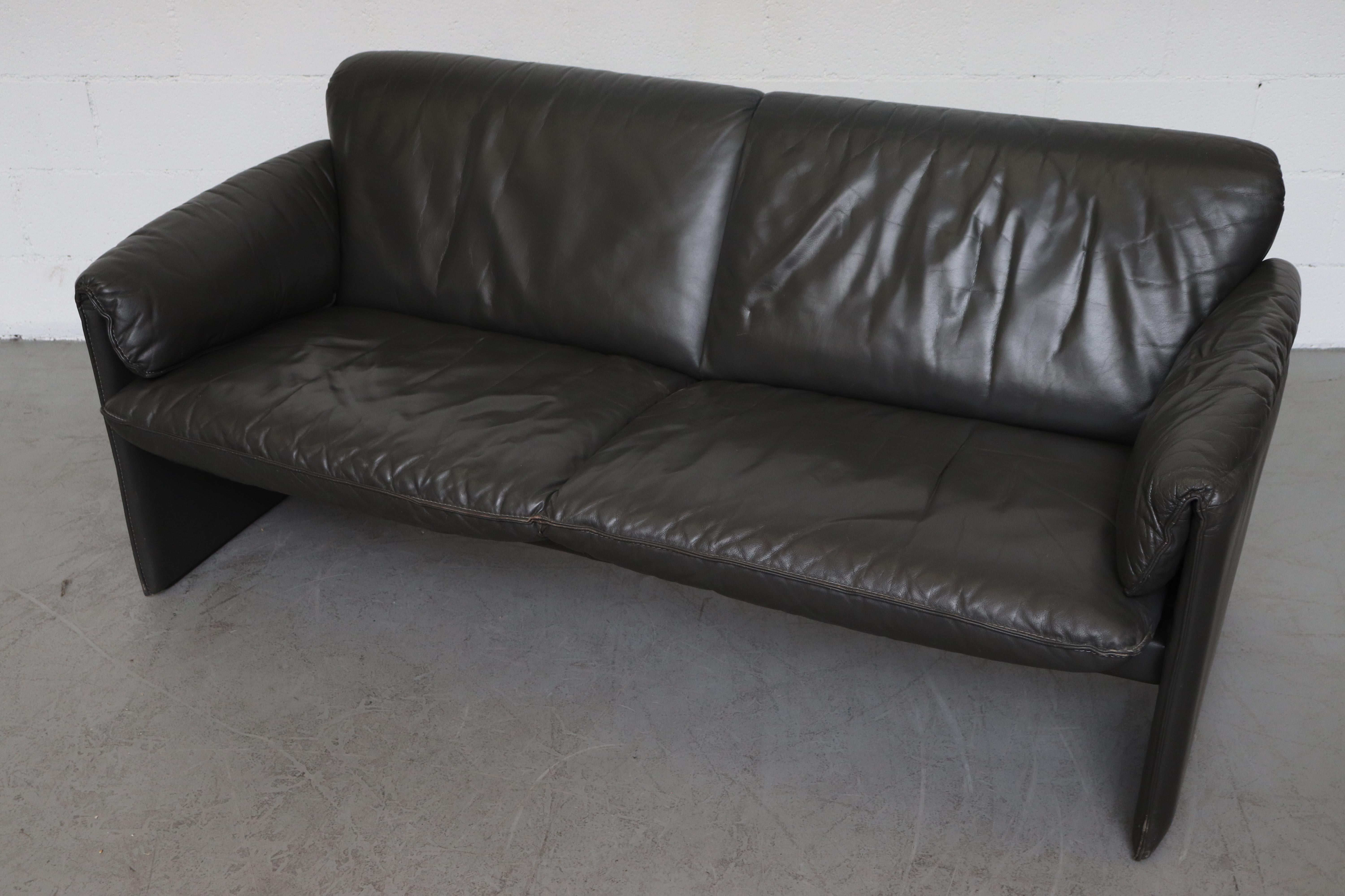 Leather Leolux Charcoal Grey 'Bora Bora' Sofa