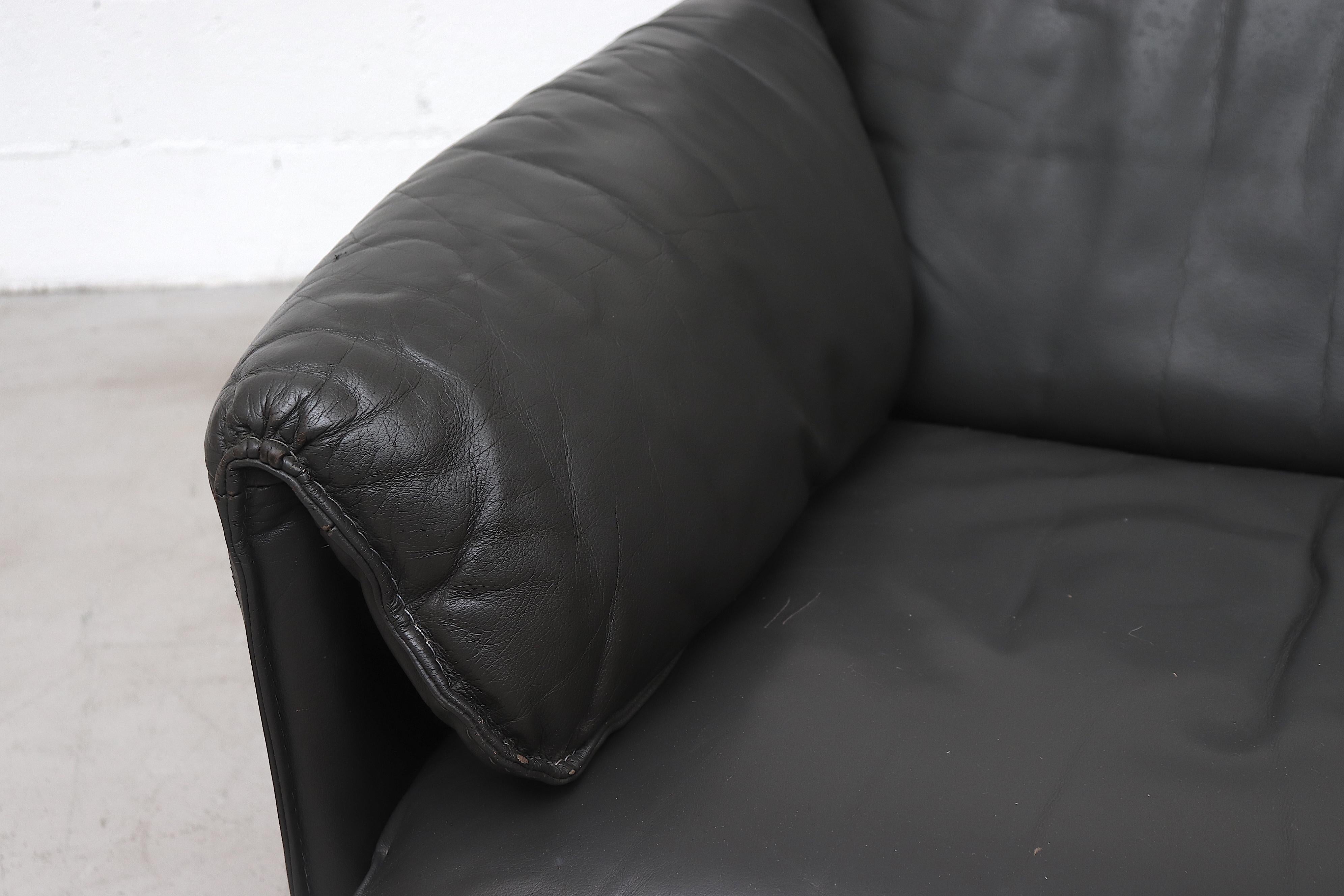 Leolux Charcoal Leather 'Bora Bora' Sofa 5